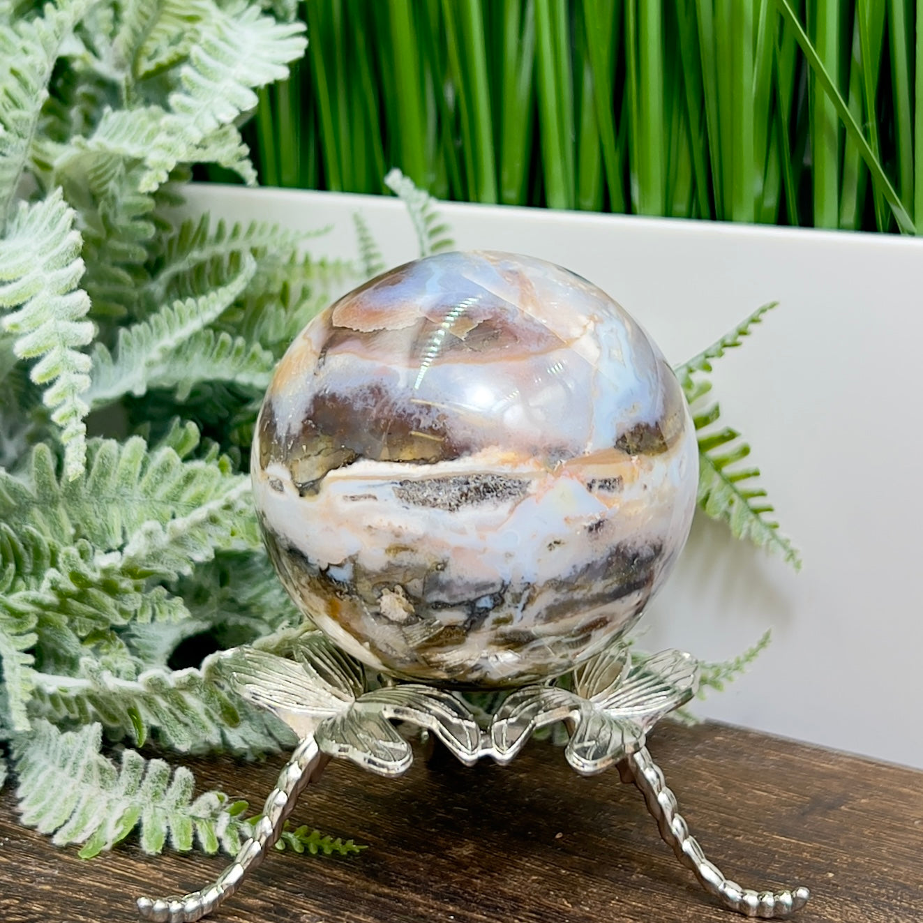 Ocean Sea Jasper Sphere Healing Crystal Ball 426g 67mm