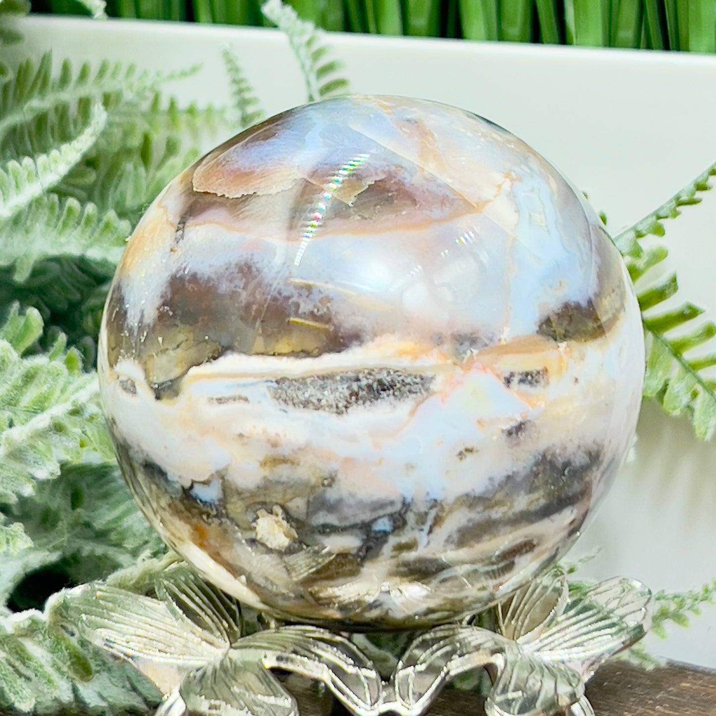 Ocean Sea Jasper Sphere Healing Crystal Ball 426g 67mm