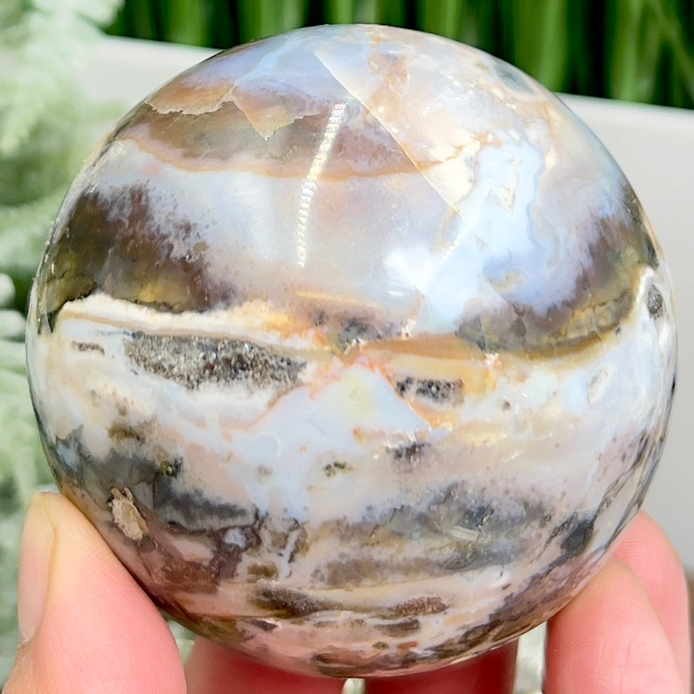 Ocean Sea Jasper Sphere Healing Crystal Ball 426g 67mm