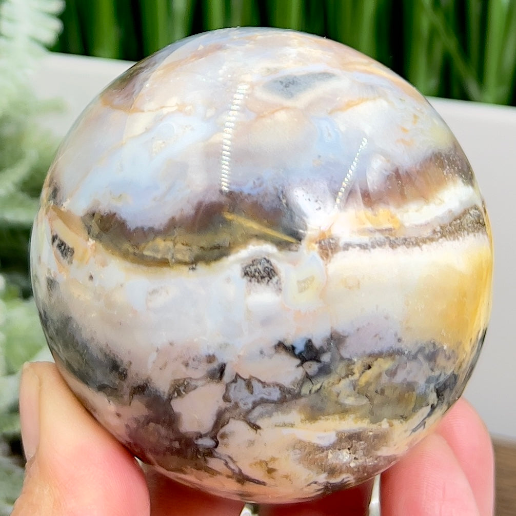 Ocean Sea Jasper Sphere Healing Crystal Ball 426g 67mm