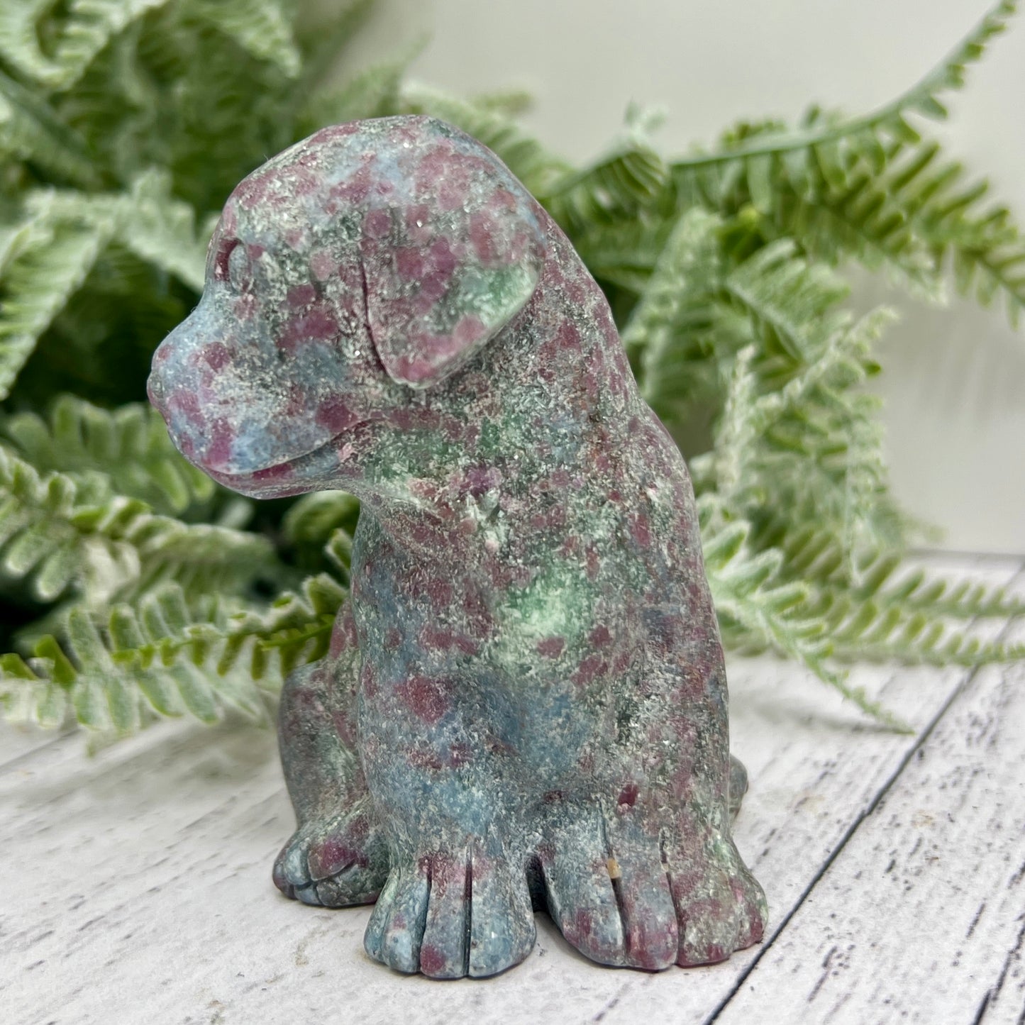 Ruby in Kyanite Zoisite Dog Labrador Puppy Animal UV Reactive Crystal 310g