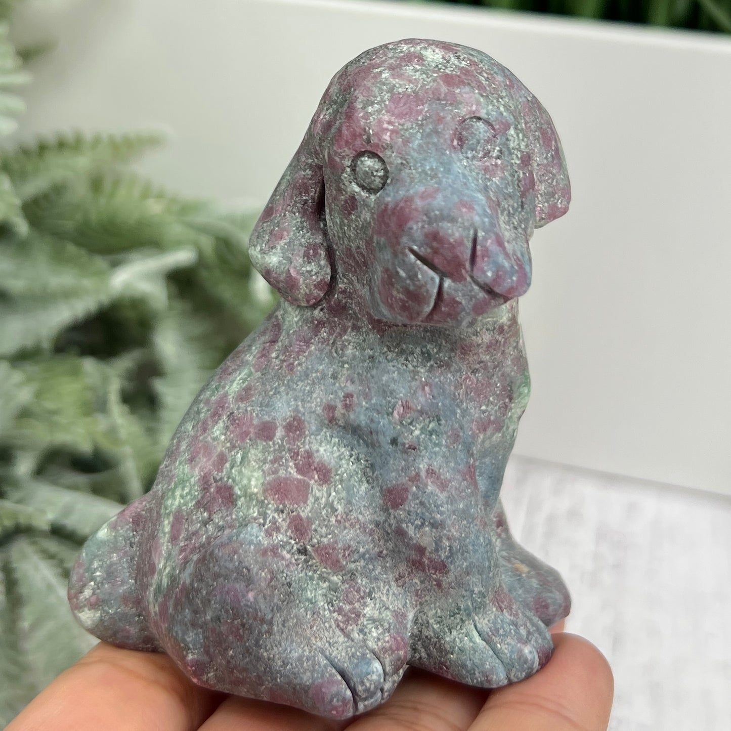 Ruby in Kyanite Zoisite Dog Labrador Puppy Animal UV Reactive Crystal 310g