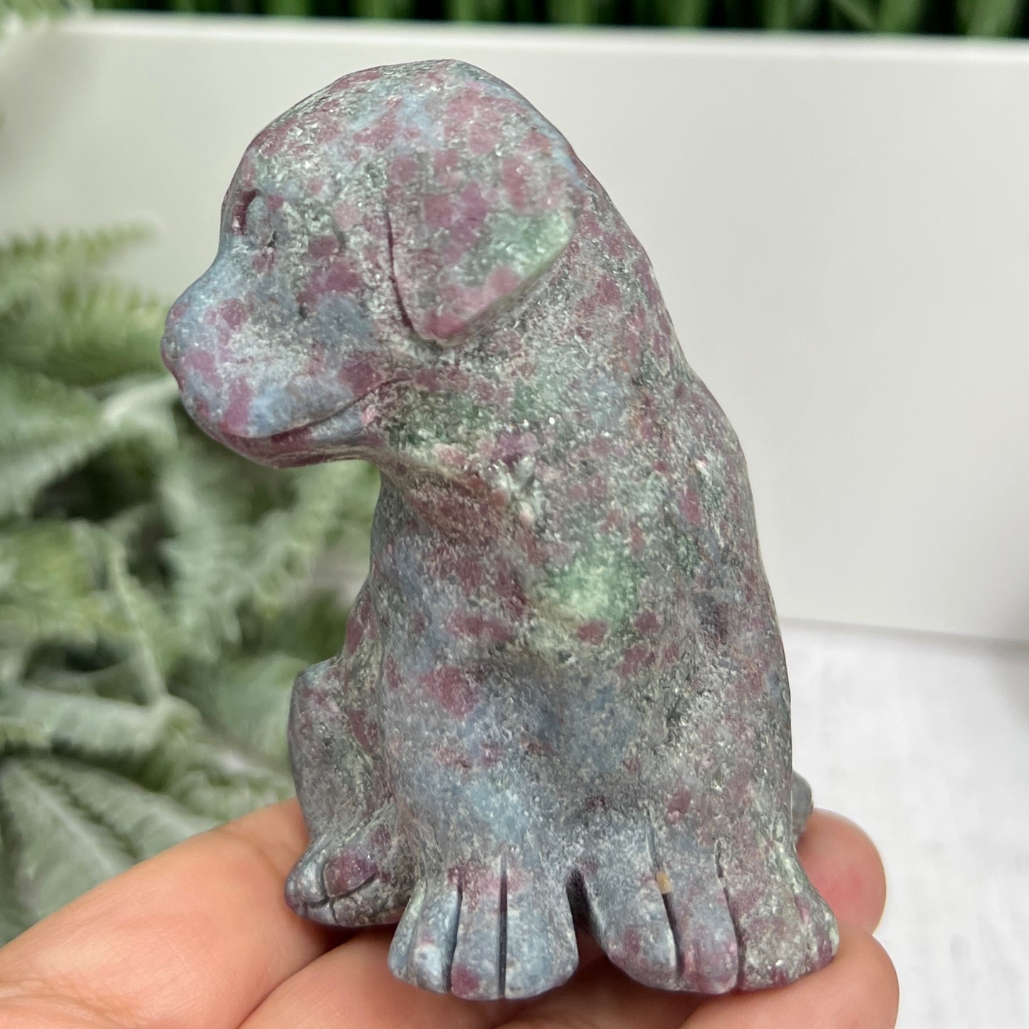 Ruby in Kyanite Zoisite Dog Labrador Puppy Animal UV Reactive Crystal 310g