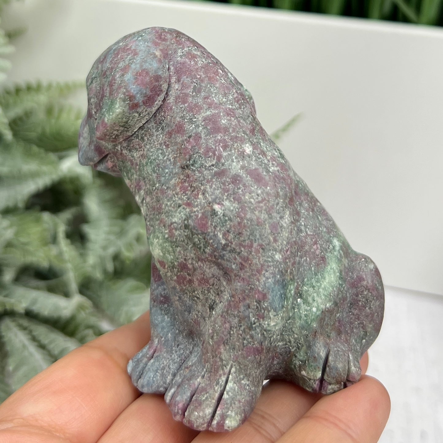 Ruby in Kyanite Zoisite Dog Labrador Puppy Animal UV Reactive Crystal 310g