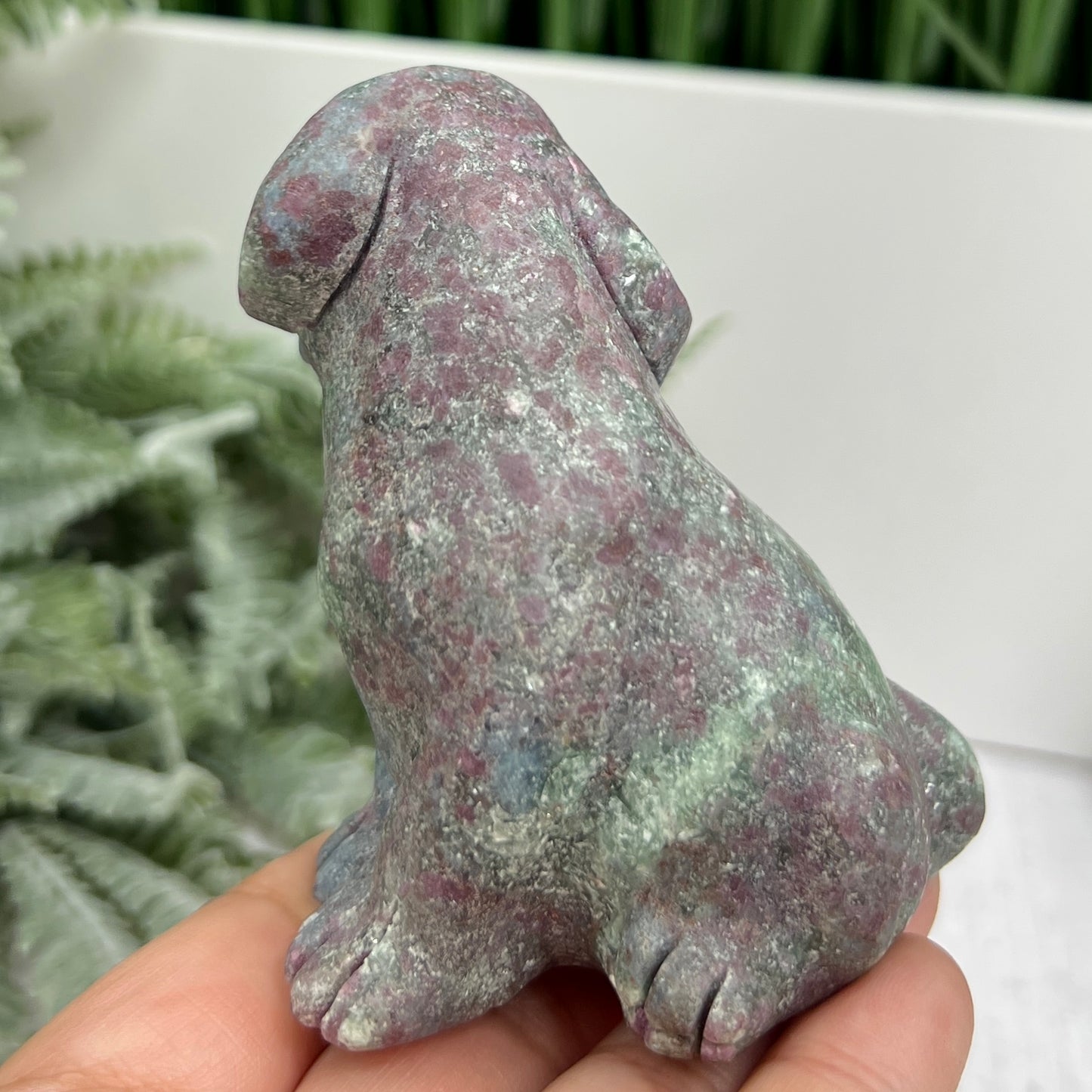 Ruby in Kyanite Zoisite Dog Labrador Puppy Animal UV Reactive Crystal 310g