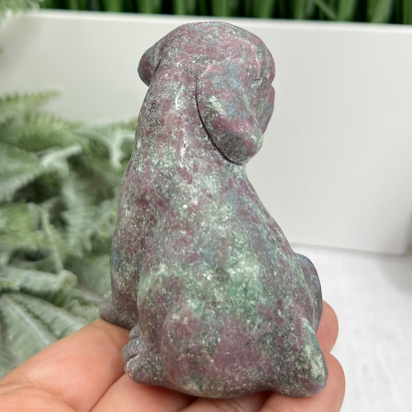 Ruby in Kyanite Zoisite Dog Labrador Puppy Animal UV Reactive Crystal 310g