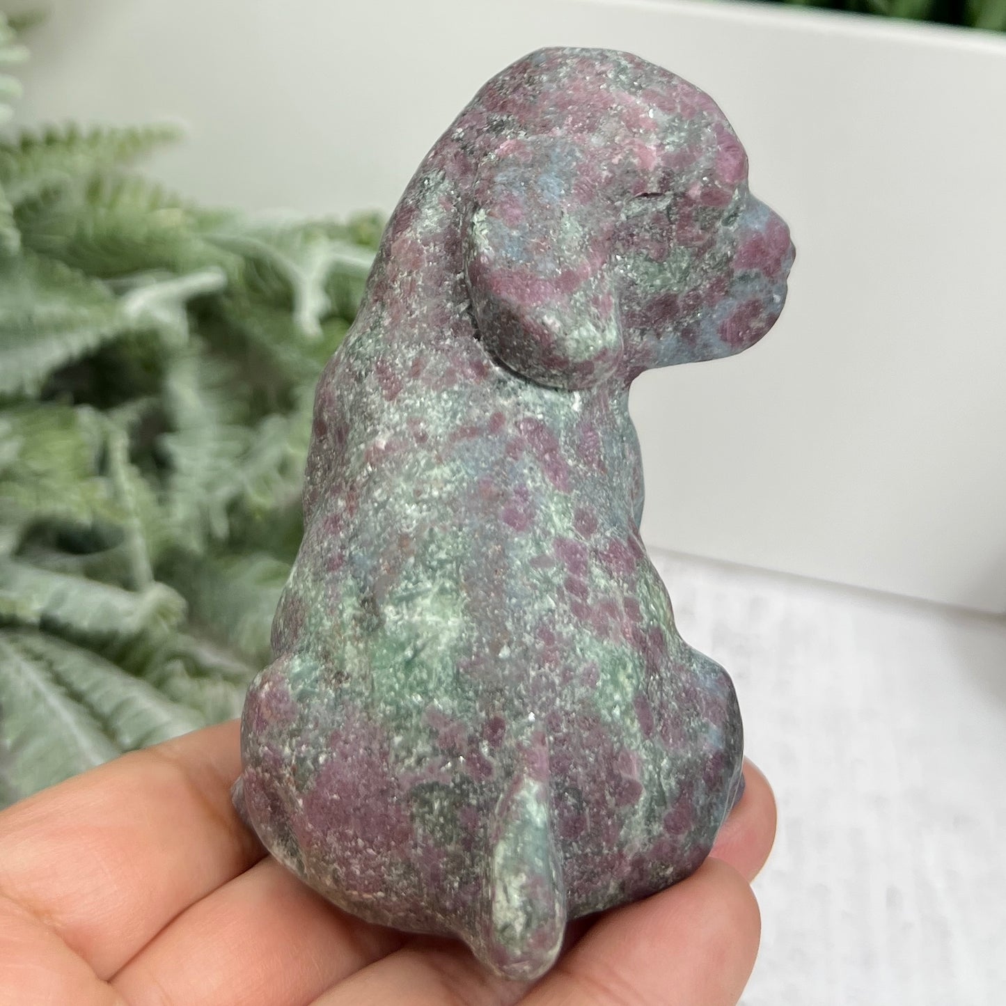 Ruby in Kyanite Zoisite Dog Labrador Puppy Animal UV Reactive Crystal 310g