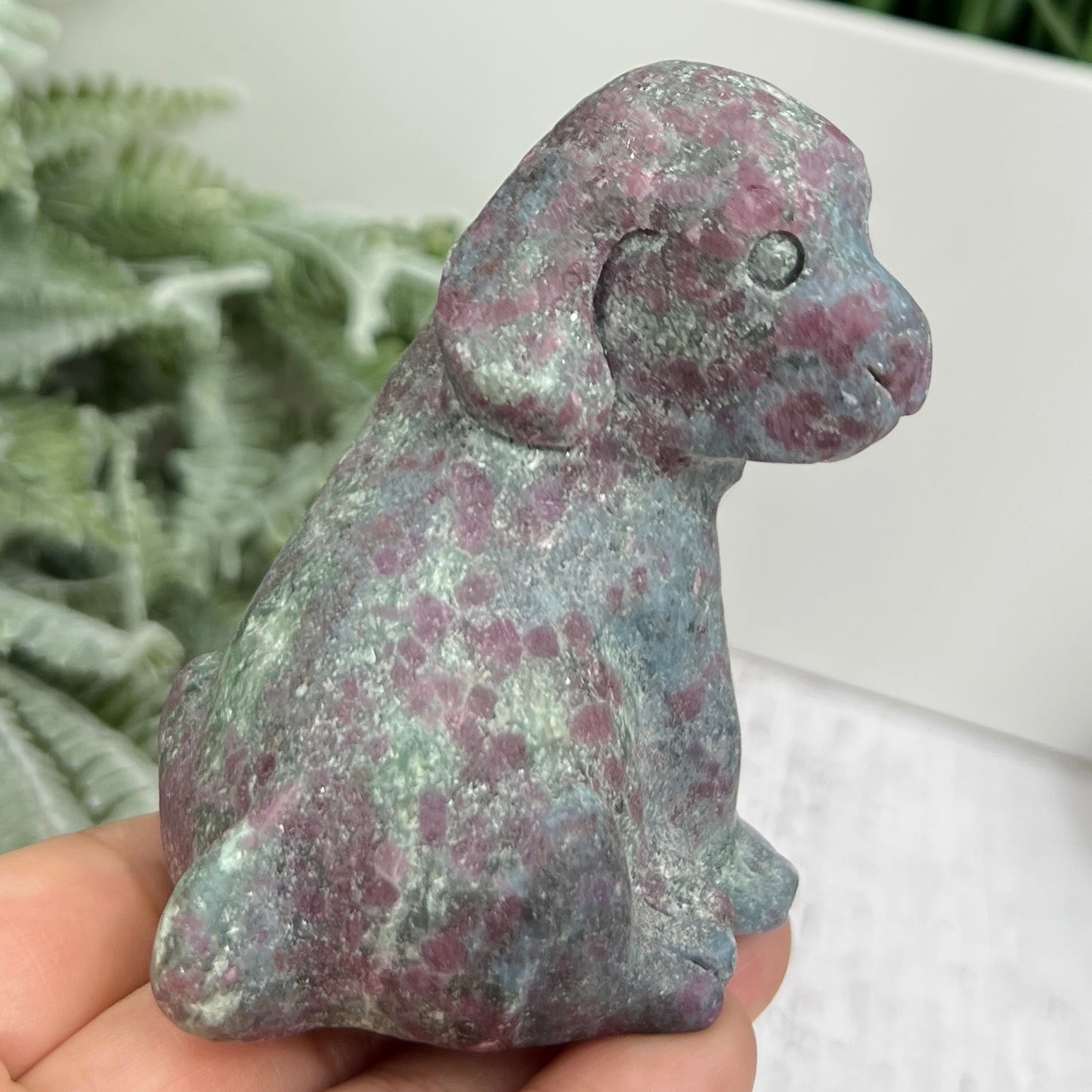 Ruby in Kyanite Zoisite Dog Labrador Puppy Animal UV Reactive Crystal 310g