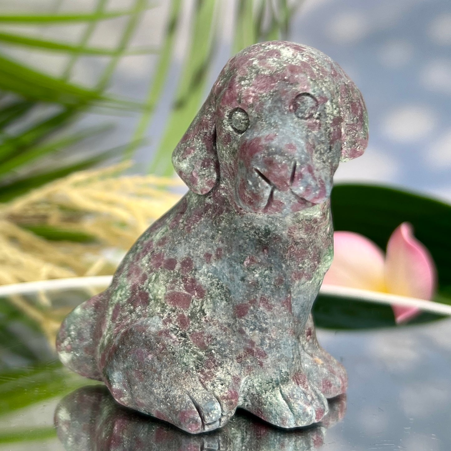 Ruby in Kyanite Zoisite Dog Labrador Puppy Animal UV Reactive Crystal 310g