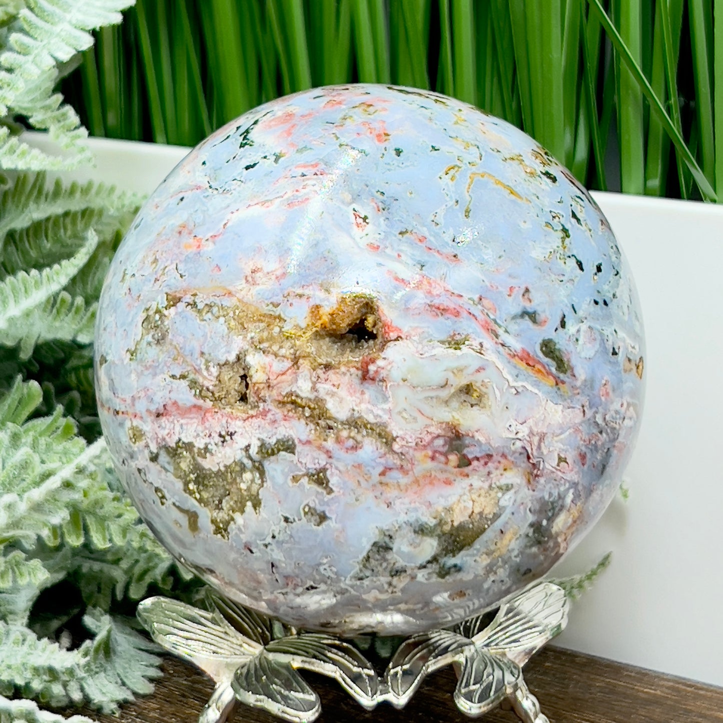 Ocean Sea Jasper Sphere Large Crystal Ball 1115g 94mm