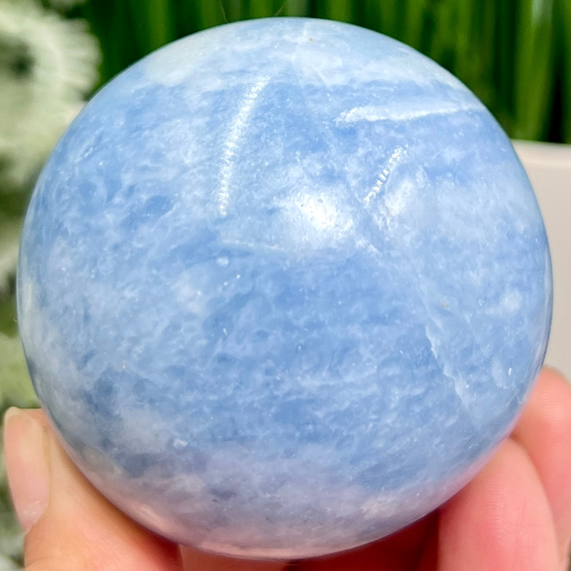 Blue Calcite Sphere Healing Crystal Ball 388g 64mm