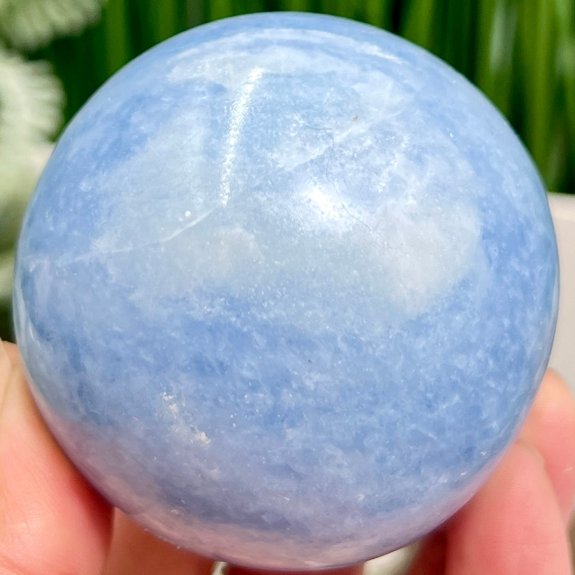 Blue Calcite Sphere Healing Crystal Ball 388g 64mm