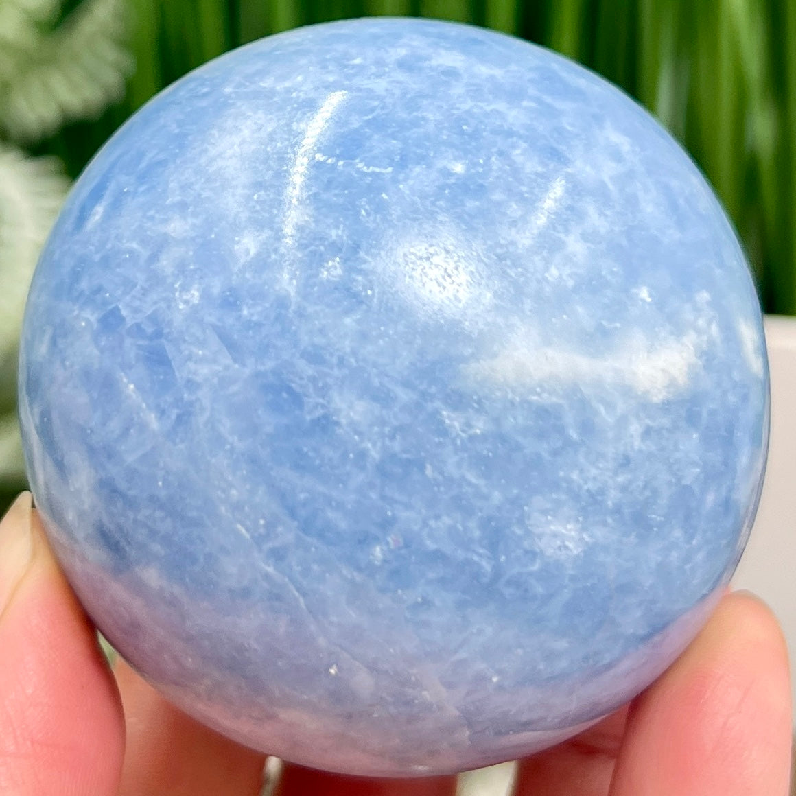 Blue Calcite Sphere Healing Crystal Ball 388g 64mm
