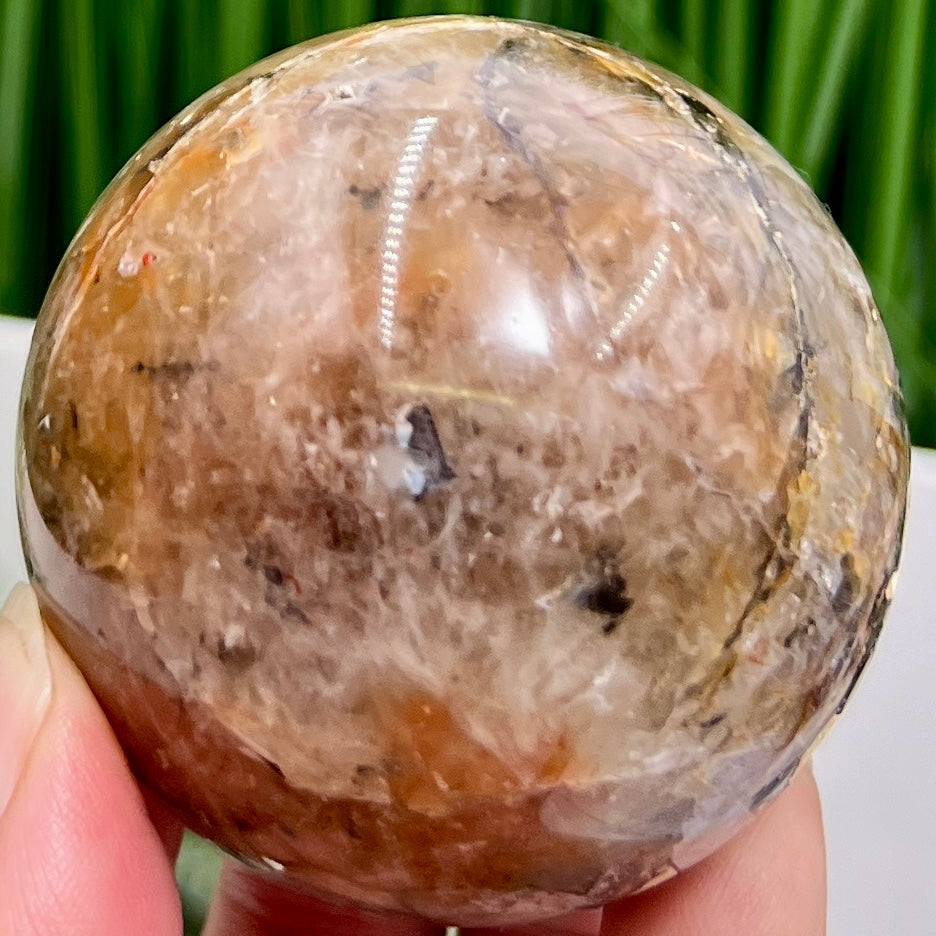 Mosaic Chalcedony Quartz Sphere RARE Healing Crystal Ball 242g 57mm Diameter