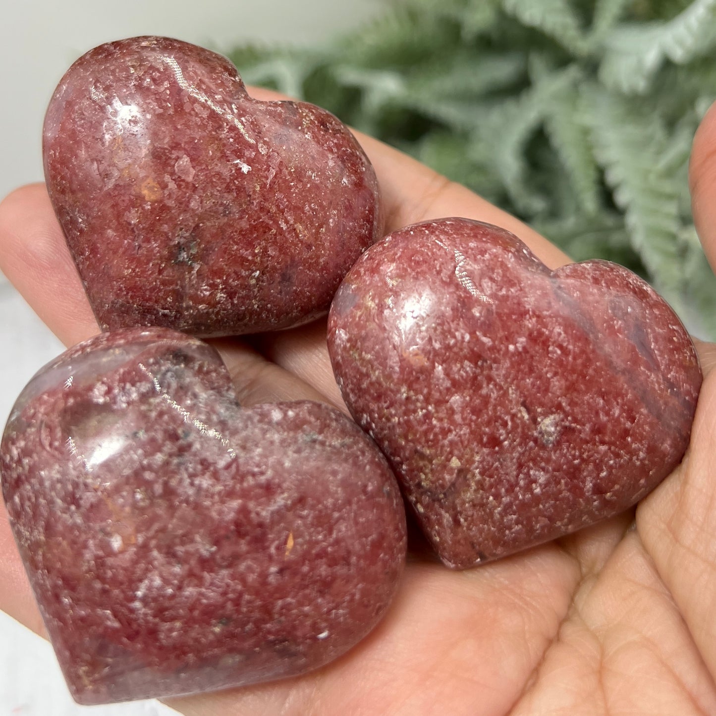 Rhodonite Gemstone Hearts Crystal Carvings YOU CHOOSE