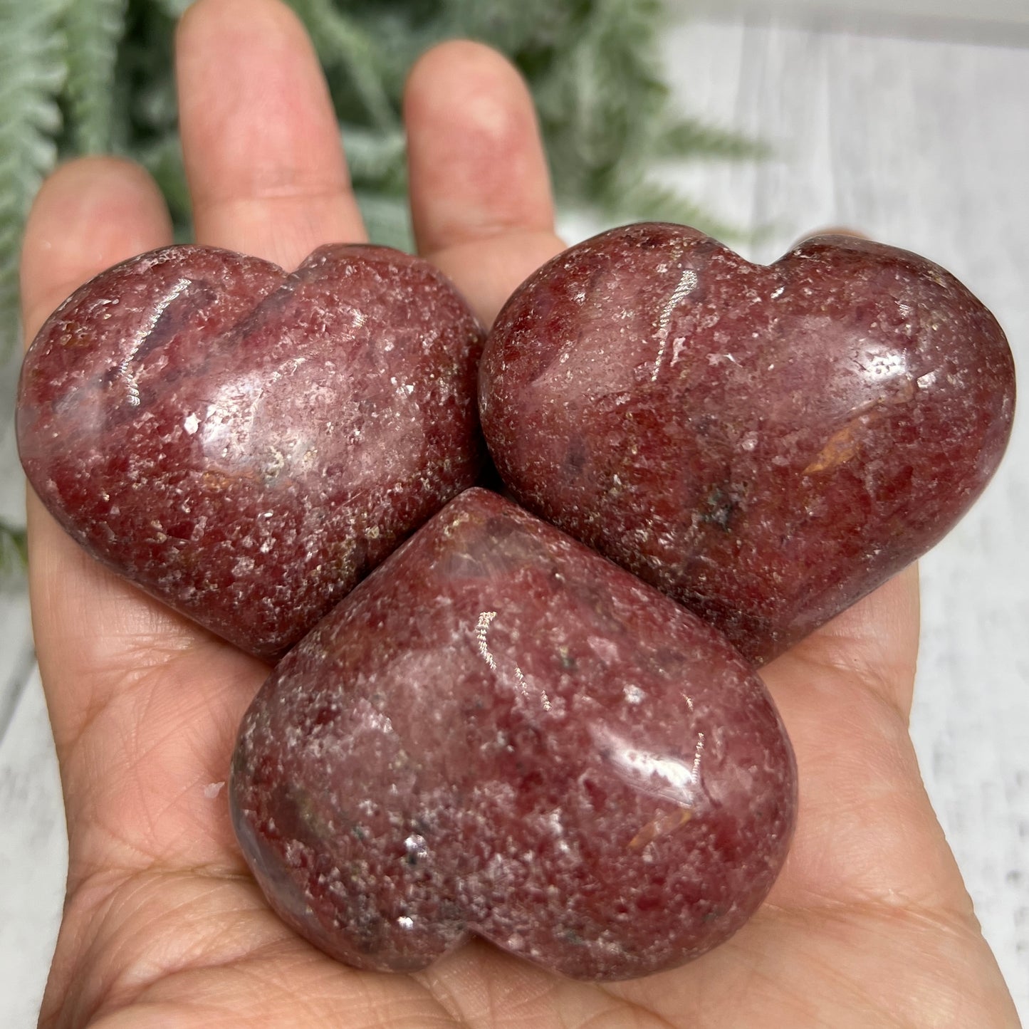 Rhodonite Gemstone Hearts Crystal Carvings YOU CHOOSE