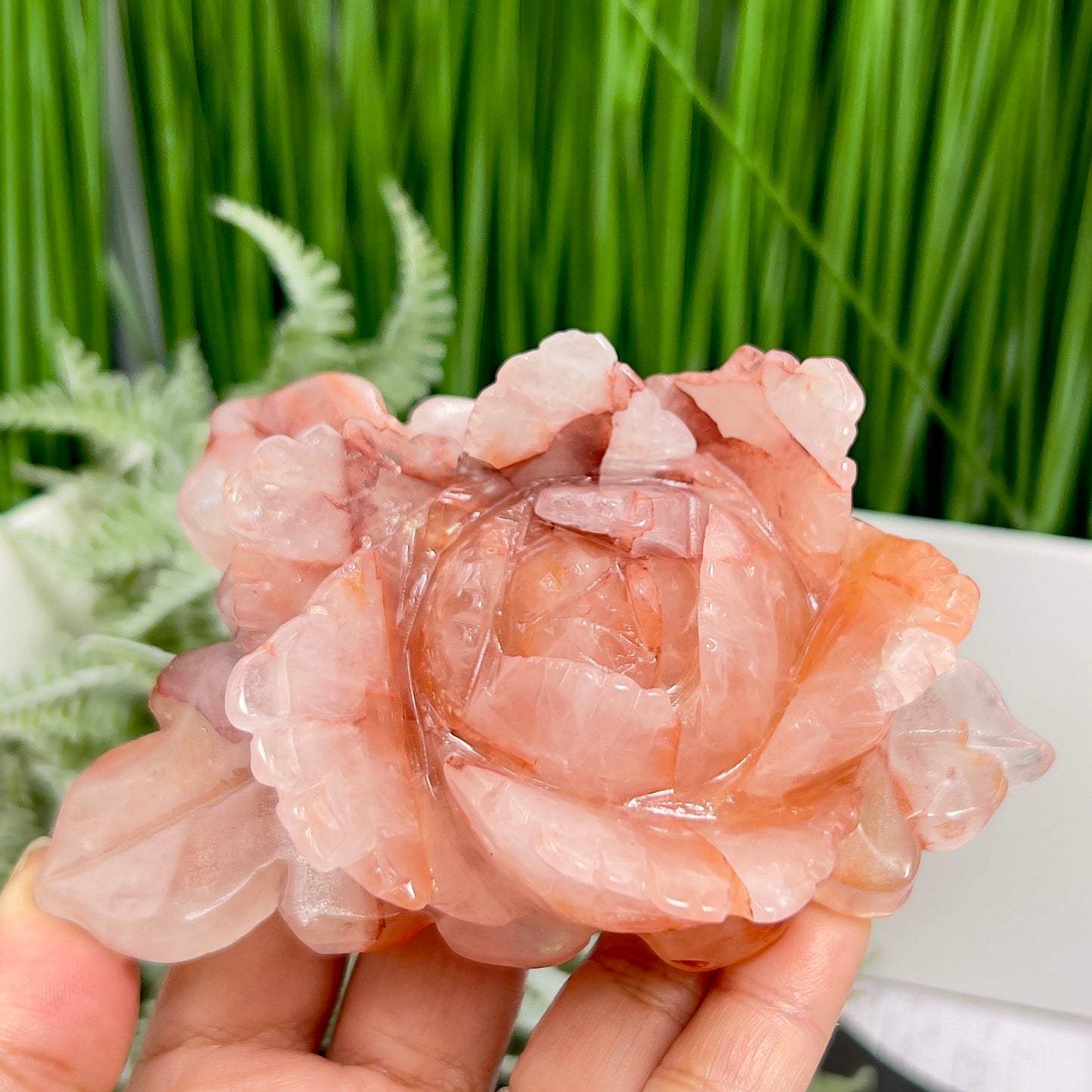 Hematoid Ferruginous Fire Quartz Flower Healing Crystal Carving 398g