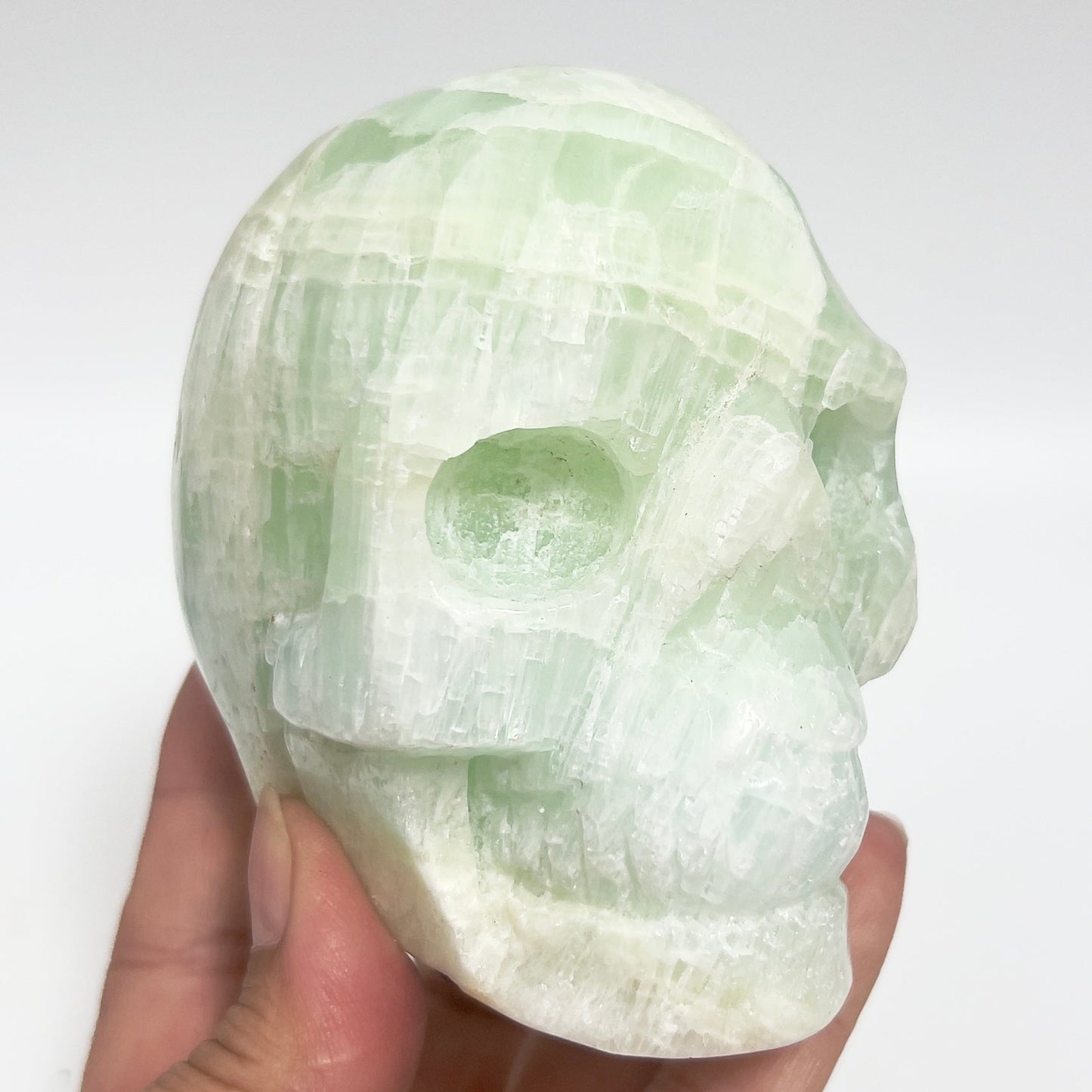Pistachio Calcite Skull Healing Crystal Carving 785g