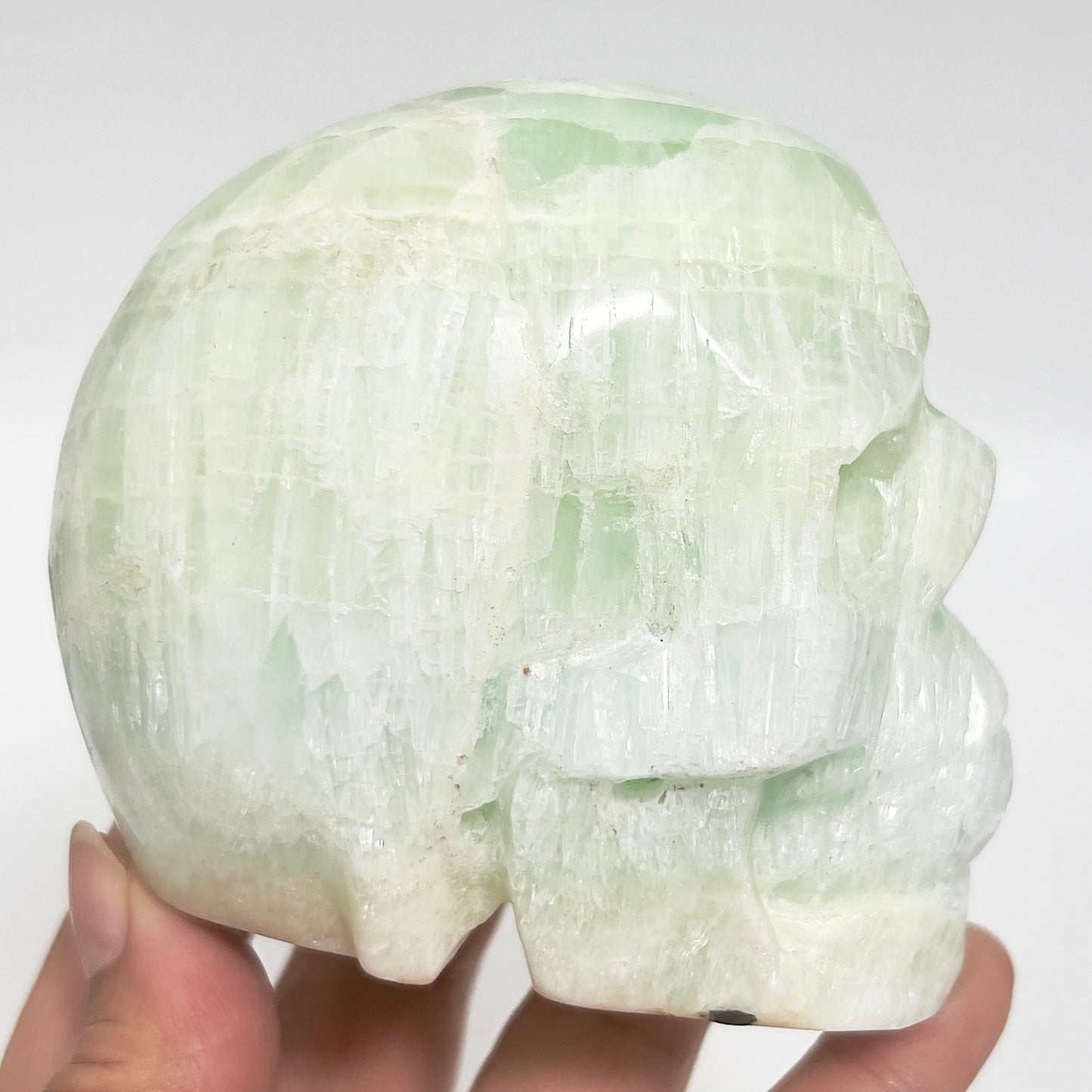 Pistachio Calcite Skull Healing Crystal Carving 785g