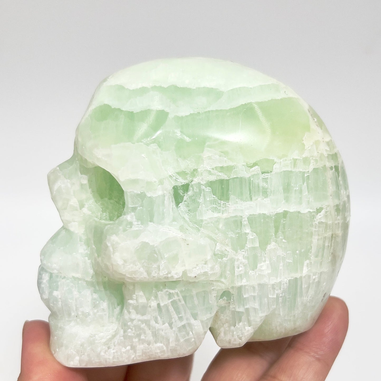 Pistachio Calcite Skull Healing Crystal Carving 785g