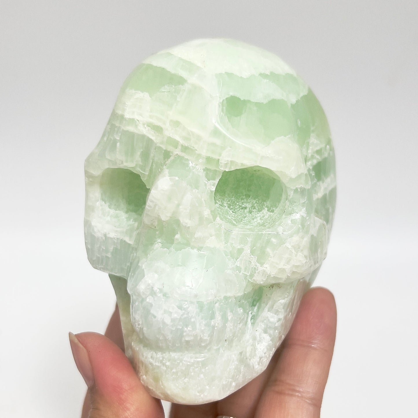 Pistachio Calcite Skull Healing Crystal Carving 785g