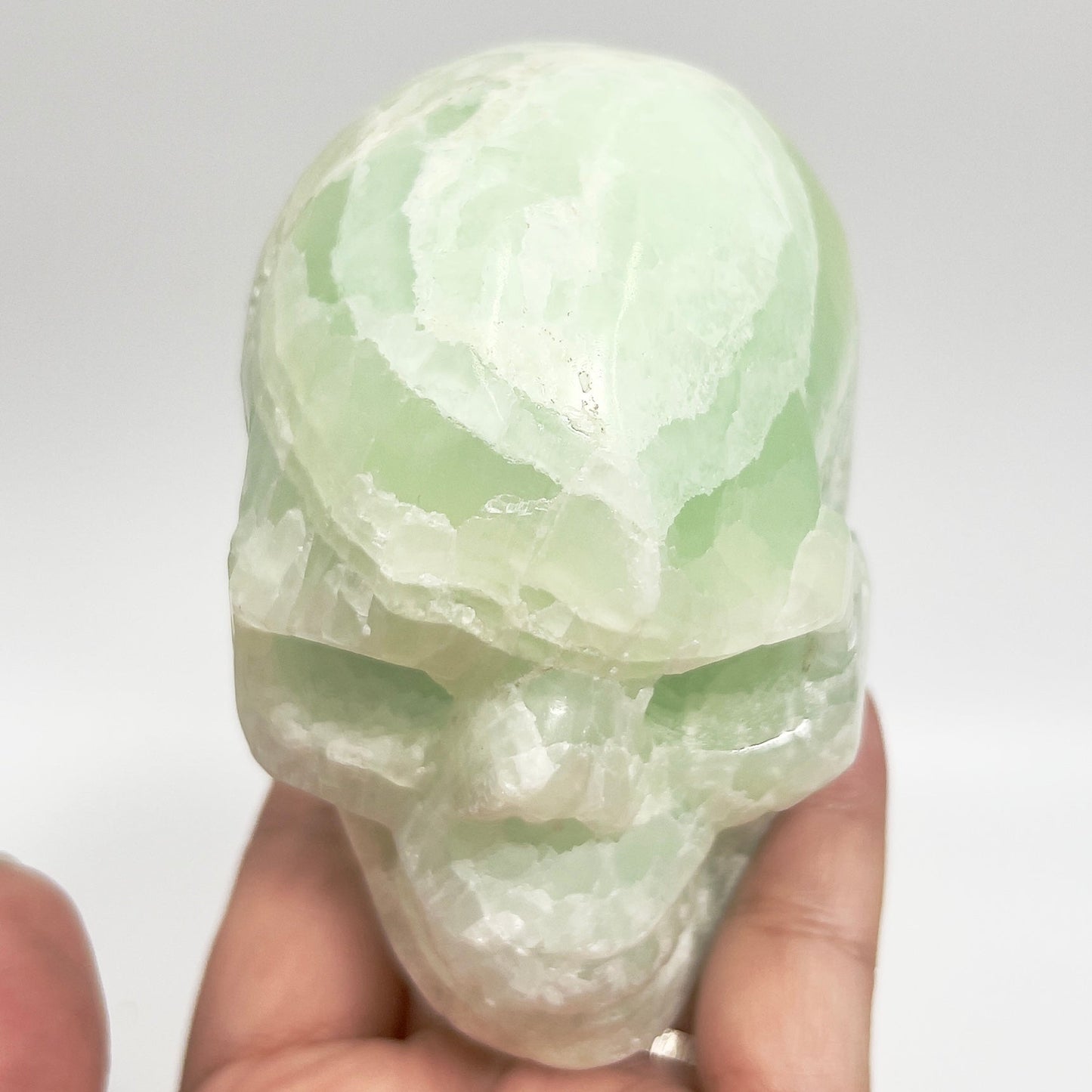 Pistachio Calcite Skull Healing Crystal Carving 785g
