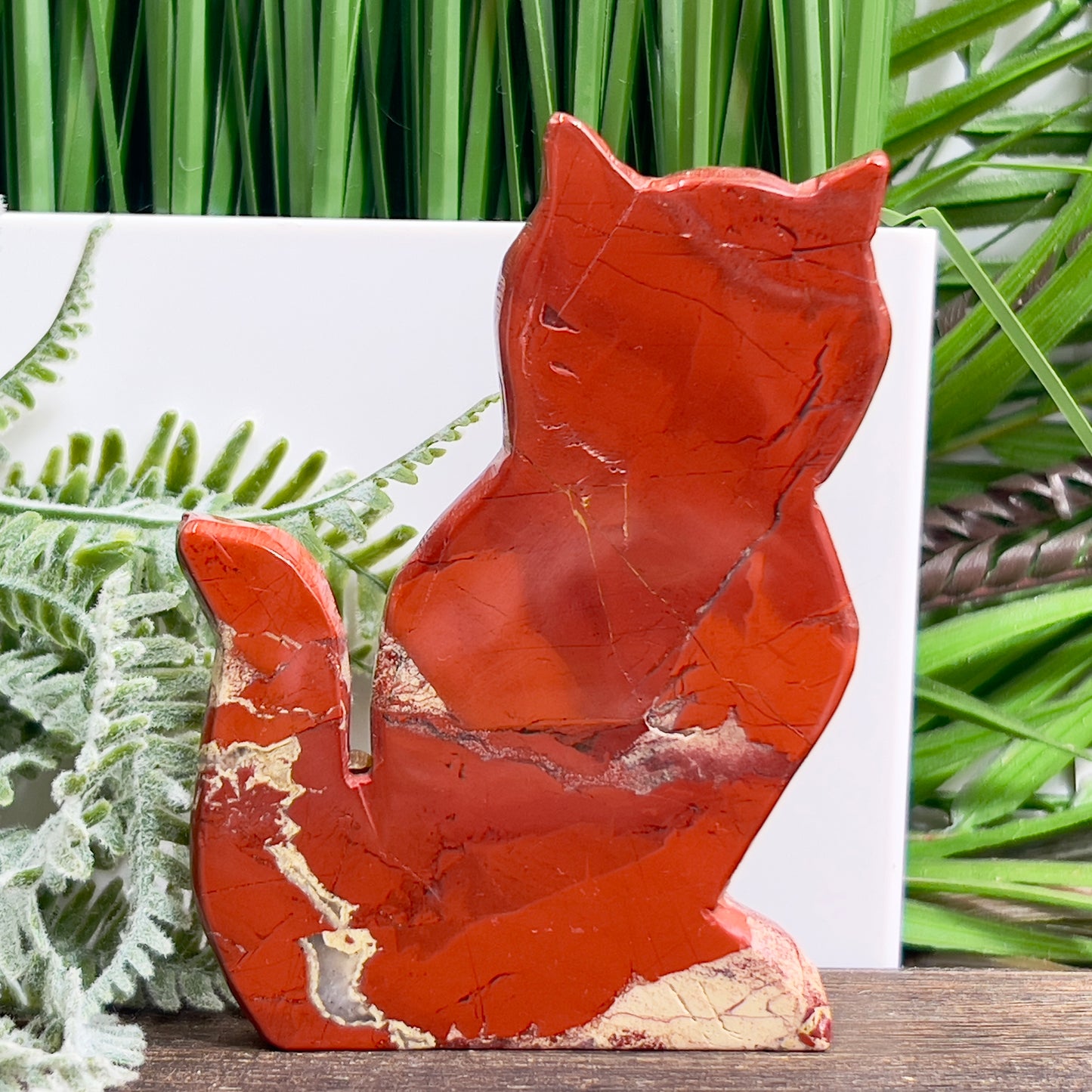 Red Jasper Kitty Cat Healing Crystal Animal Carving 181g