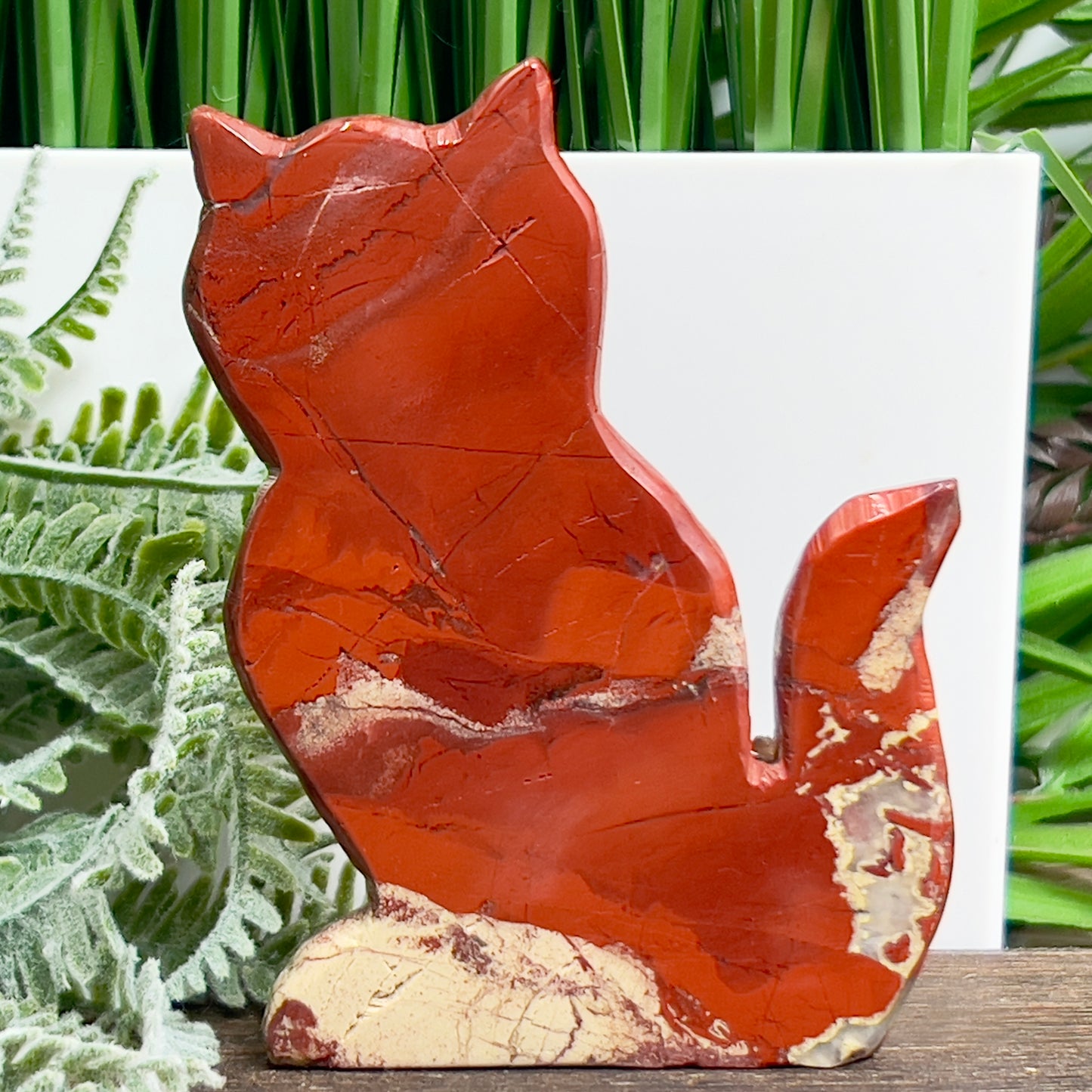 Red Jasper Kitty Cat Healing Crystal Animal Carving 181g