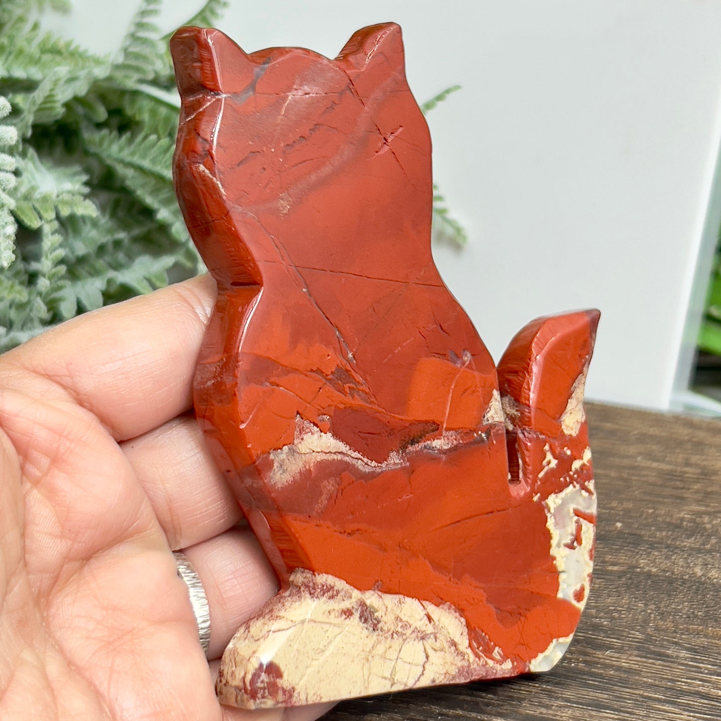Red Jasper Kitty Cat Healing Crystal Animal Carving 181g