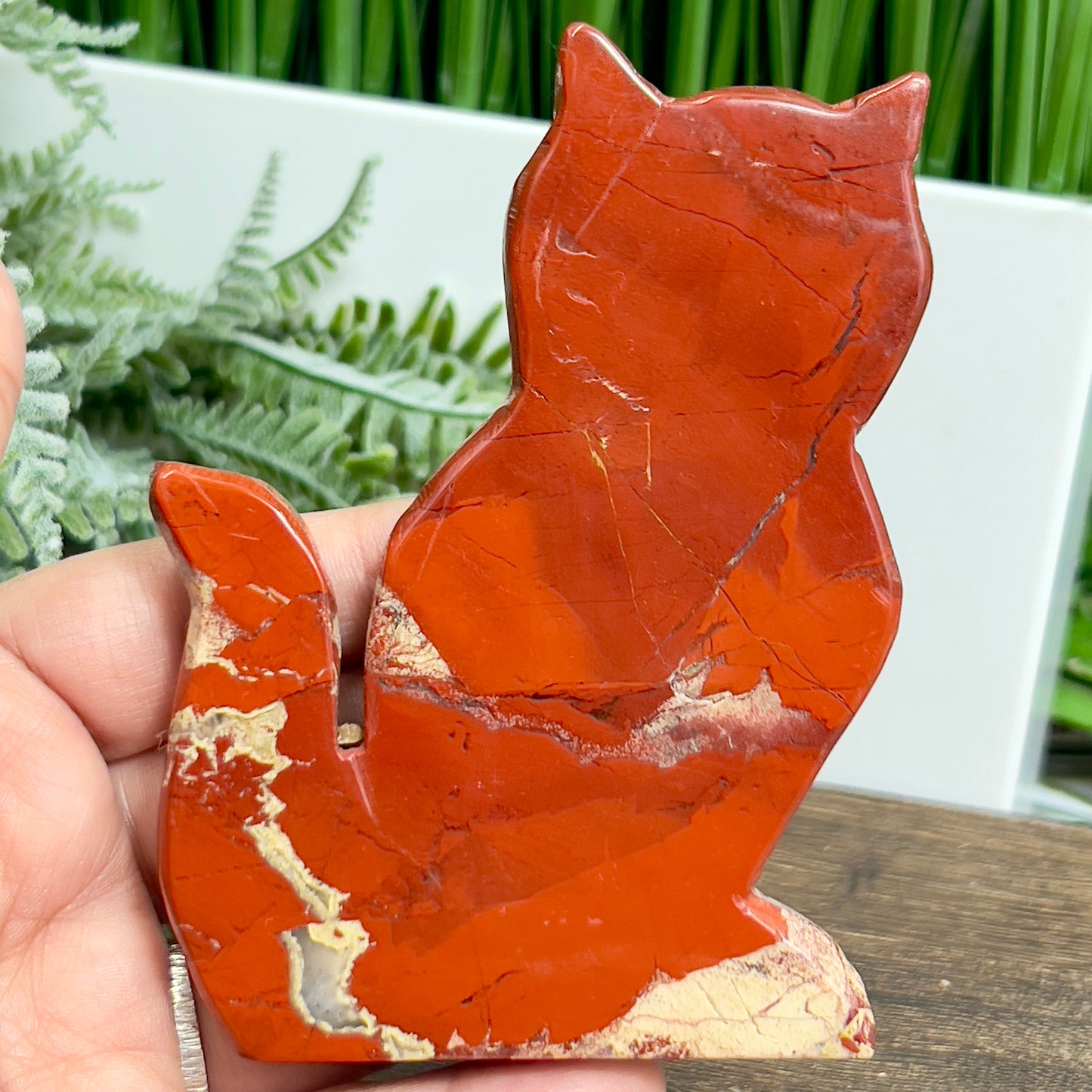Red Jasper Kitty Cat Healing Crystal Animal Carving 181g