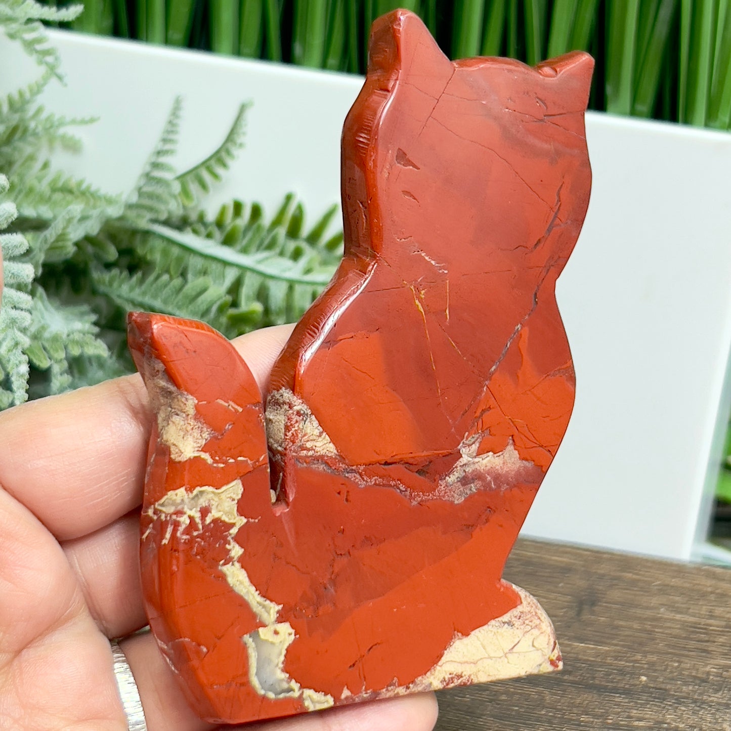 Red Jasper Kitty Cat Healing Crystal Animal Carving 181g