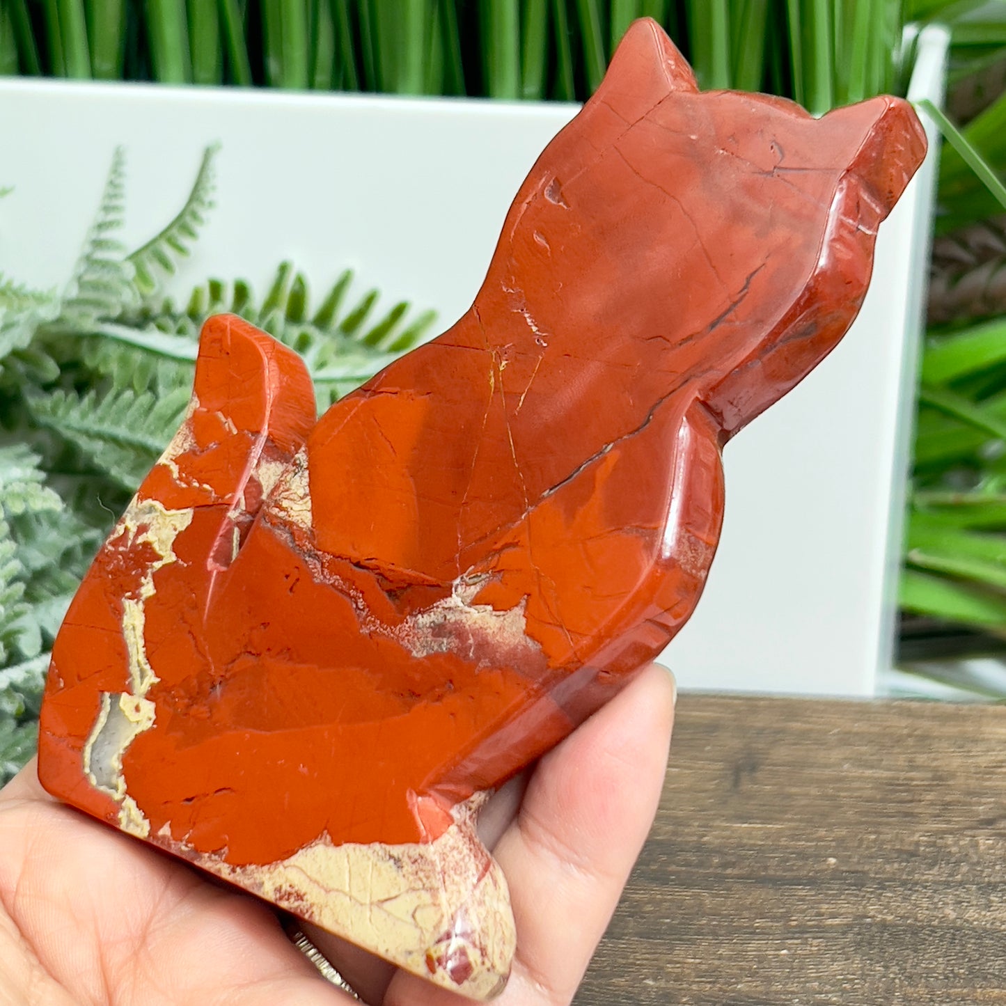 Red Jasper Kitty Cat Healing Crystal Animal Carving 181g