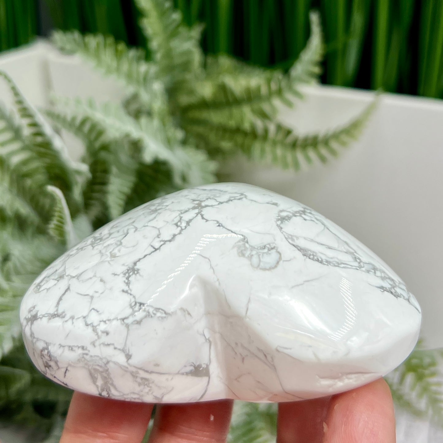 Howlite Heart Healing Crystal Carving 244g