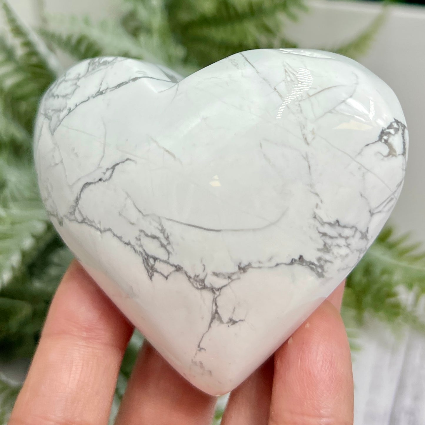 Howlite Heart Healing Crystal Carving 244g