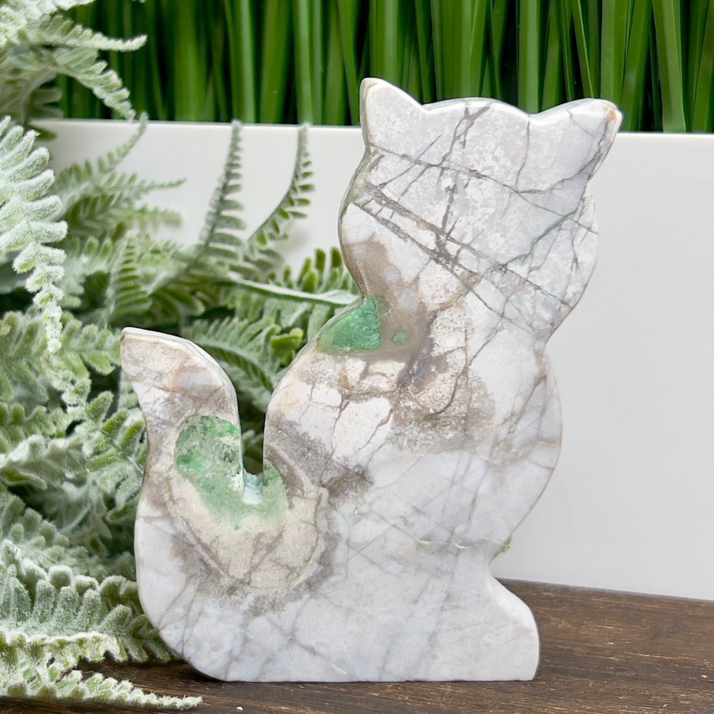 Variscite Utahlite Kitty Cat Healing Crystal Animal Carving 160g