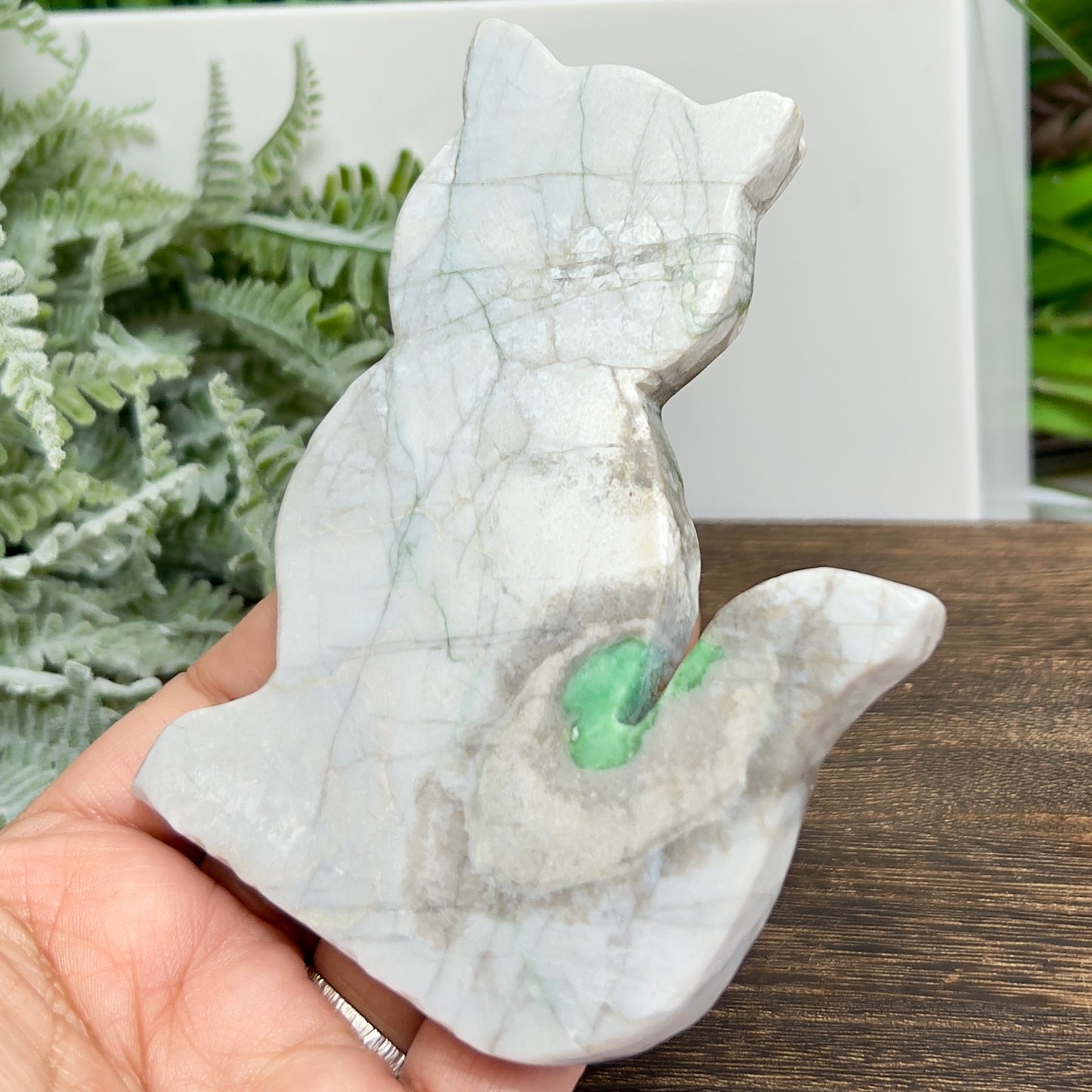 Variscite Utahlite Kitty Cat Healing Crystal Animal Carving 160g