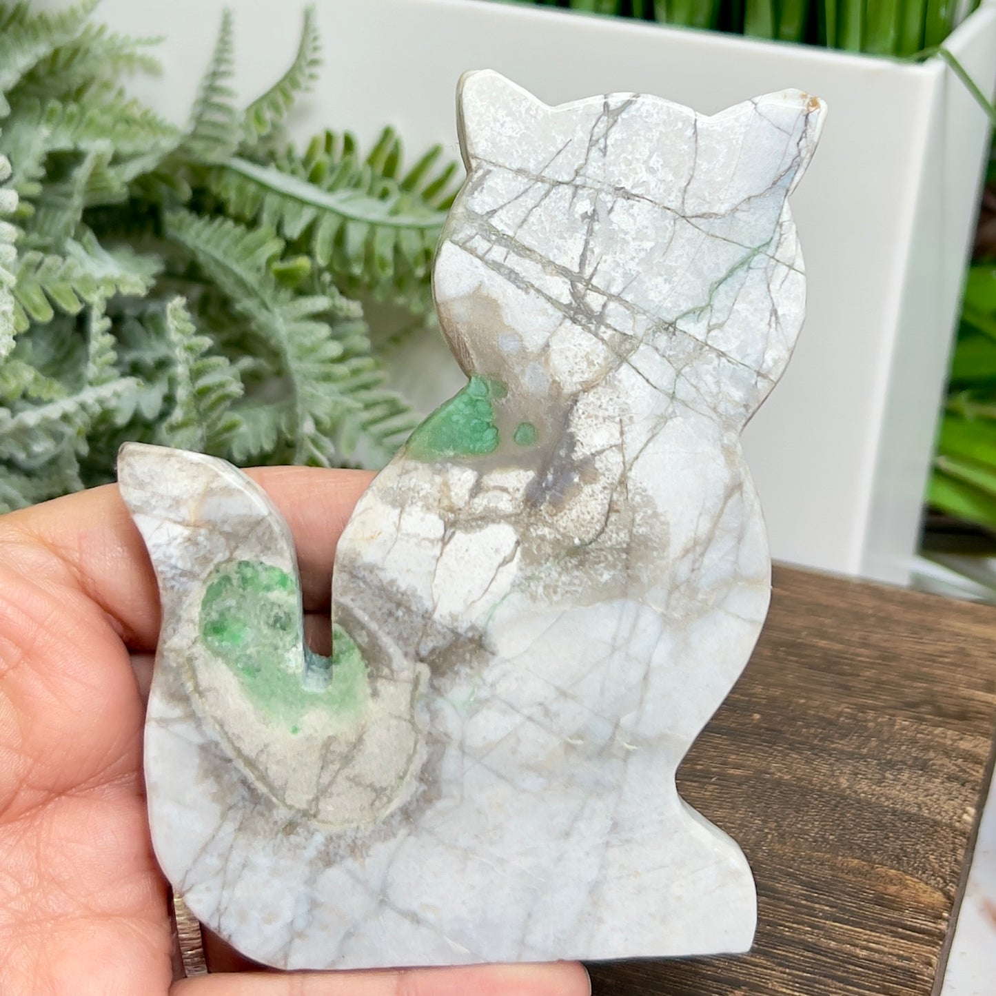 Variscite Utahlite Kitty Cat Healing Crystal Animal Carving 160g