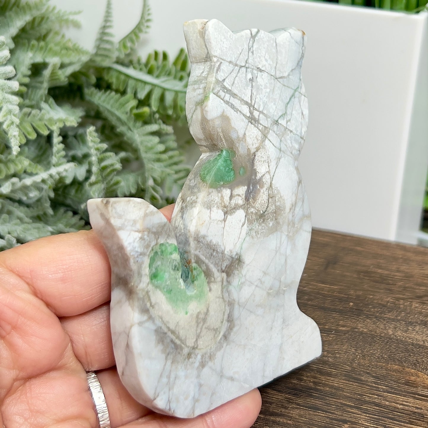 Variscite Utahlite Kitty Cat Healing Crystal Animal Carving 160g