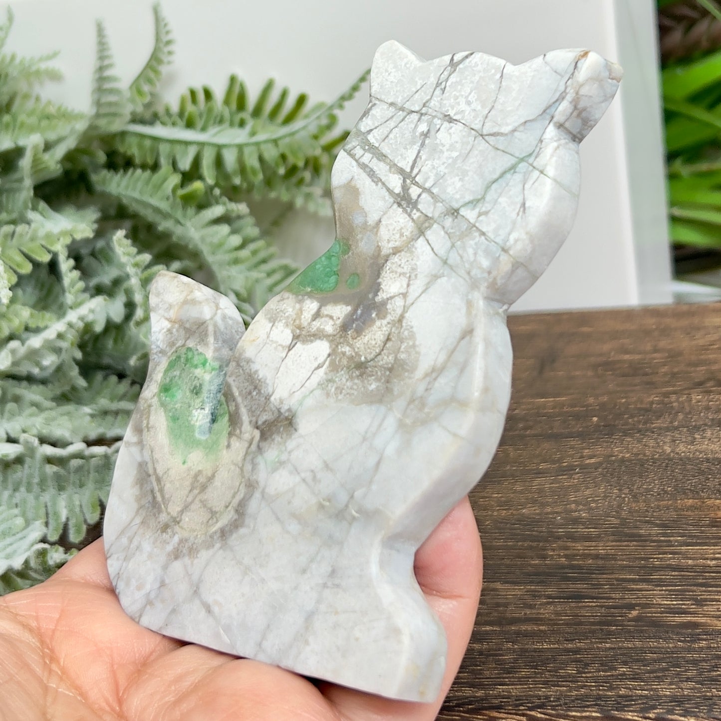 Variscite Utahlite Kitty Cat Healing Crystal Animal Carving 160g