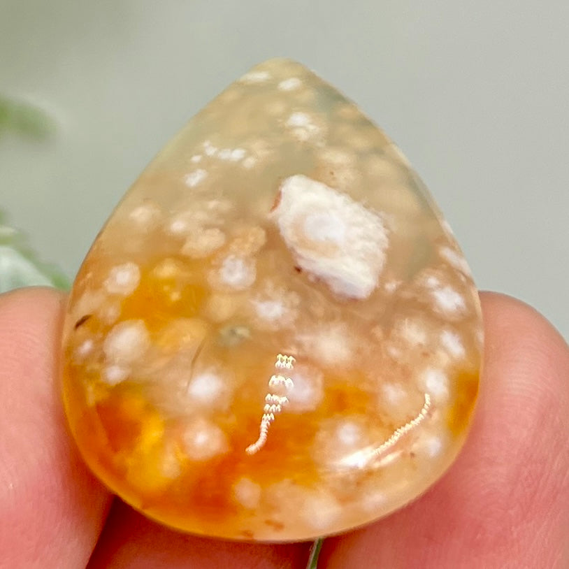 Flower Agate Gemstone Cabochon DIY Jewellery Making Wire Wrapping Crystal 12g