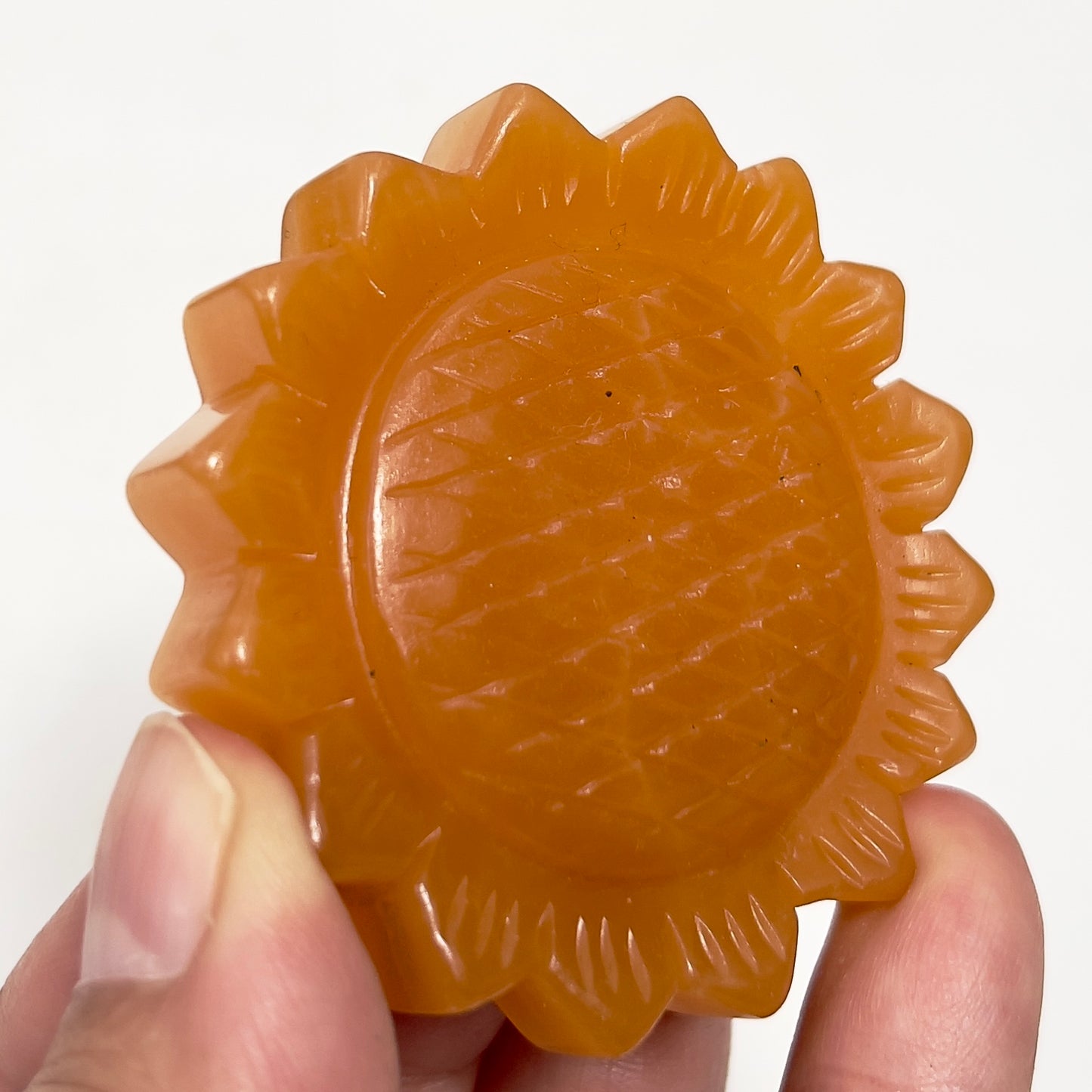 Orange Calcite Sunflower with Stand Healing Crystal Carving