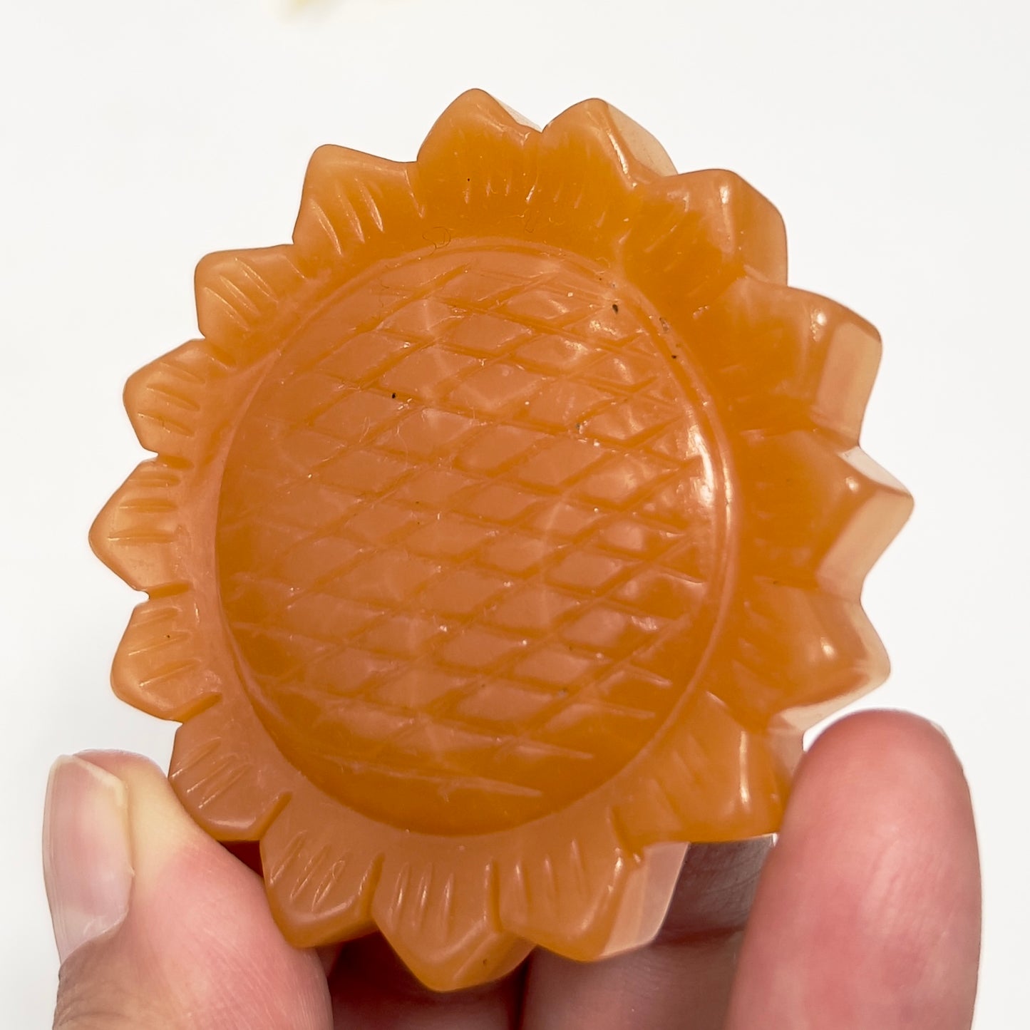 Orange Calcite Sunflower with Stand Healing Crystal Carving