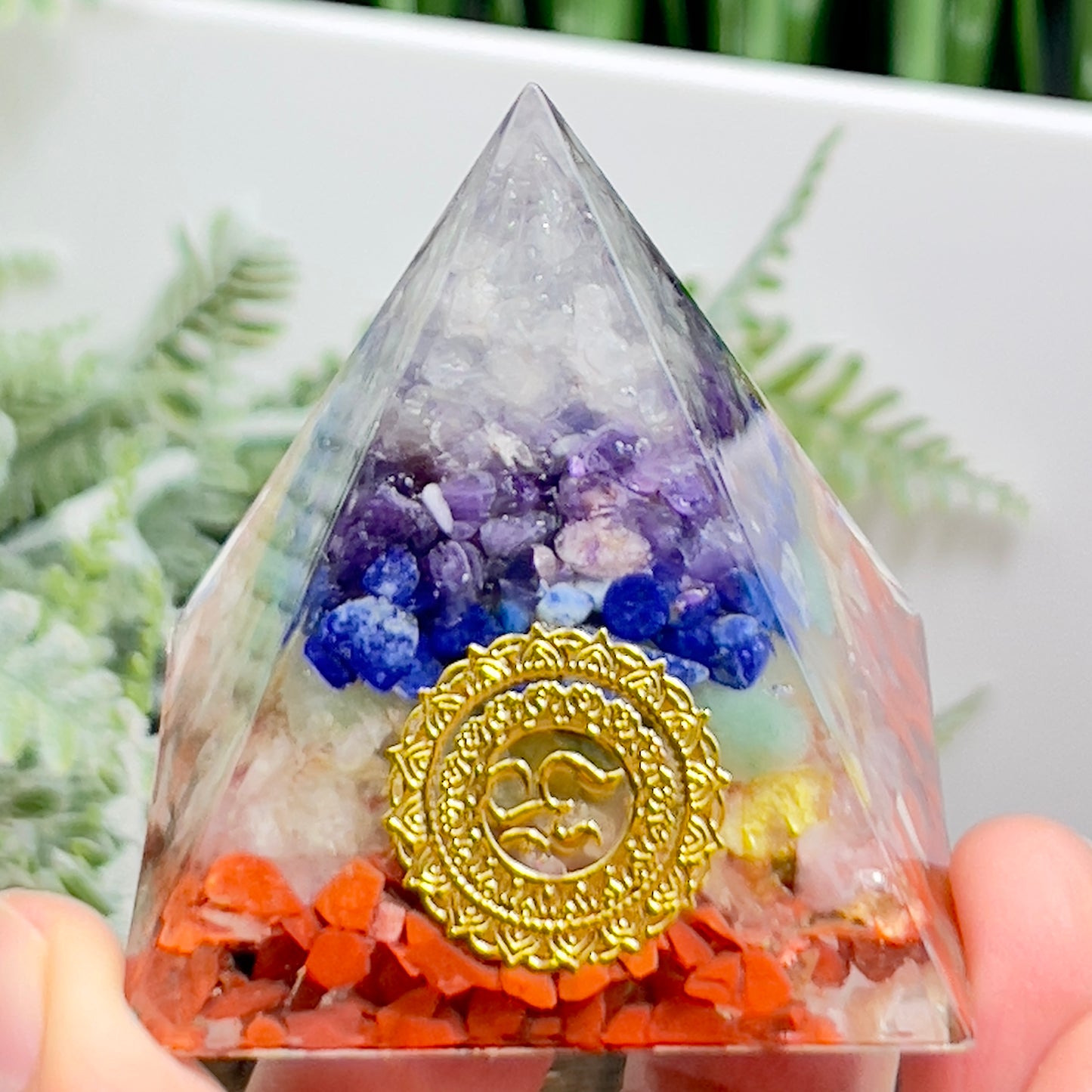 Chakra Gemstones Energy Crystal Orgonite Pyramid
