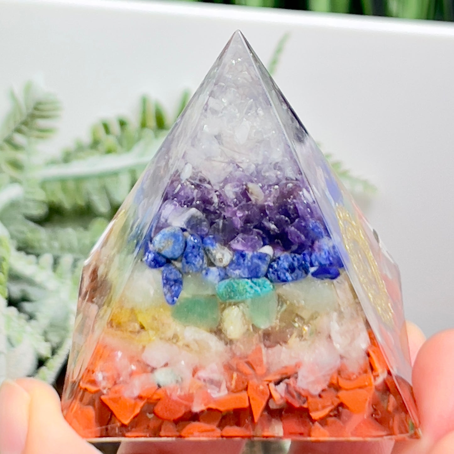 Chakra Gemstones Energy Crystal Orgonite Pyramid