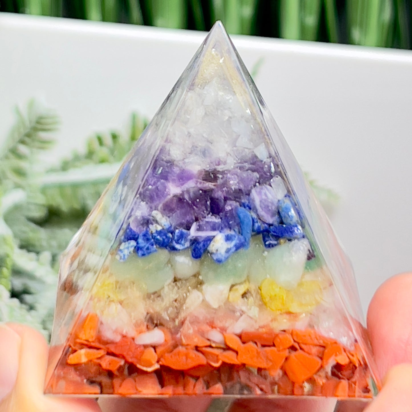 Chakra Gemstones Energy Crystal Orgonite Pyramid