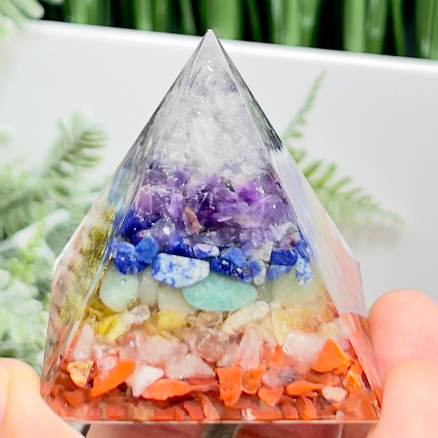 Chakra Gemstones Energy Crystal Orgonite Pyramid