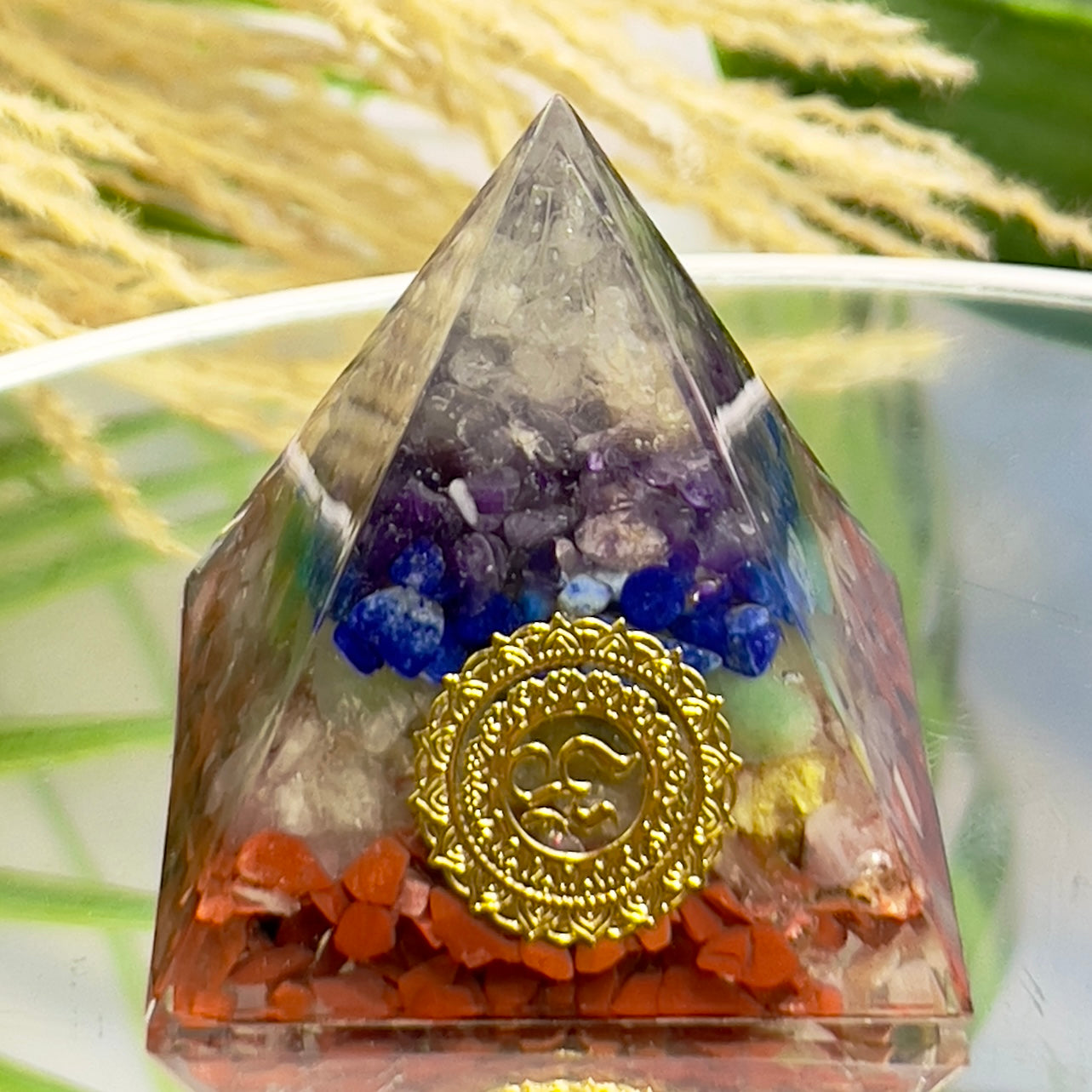 Chakra Gemstones Energy Crystal Orgonite Pyramid