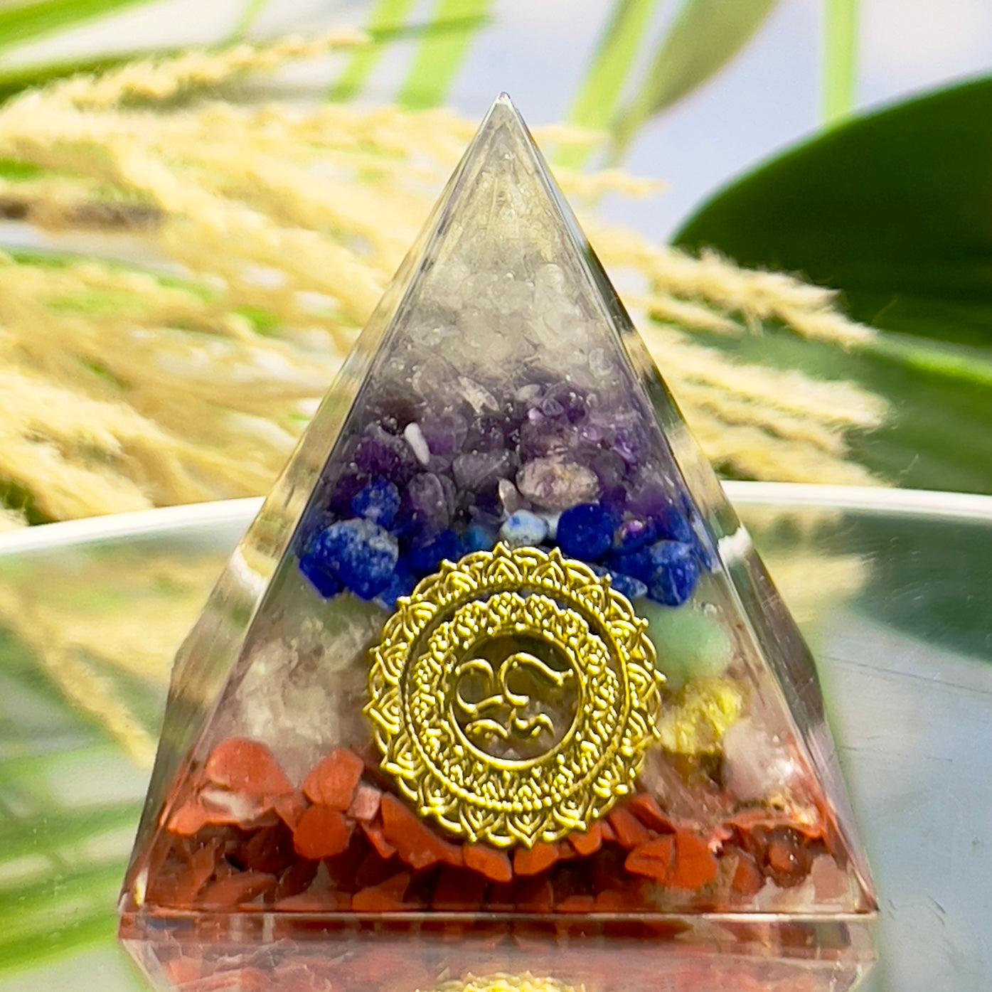Chakra Gemstones Energy Crystal Orgonite Pyramid