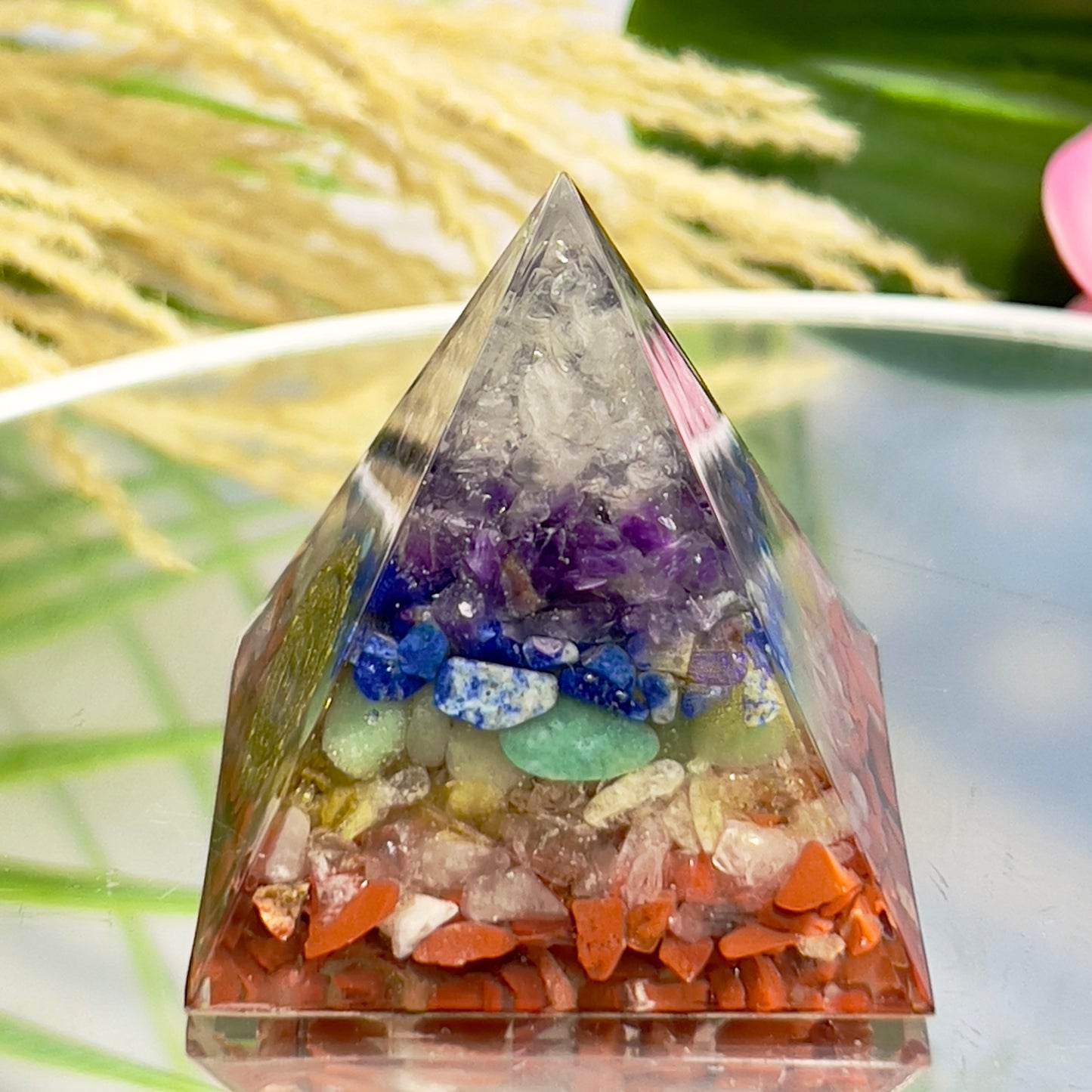 Chakra Gemstones Energy Crystal Orgonite Pyramid