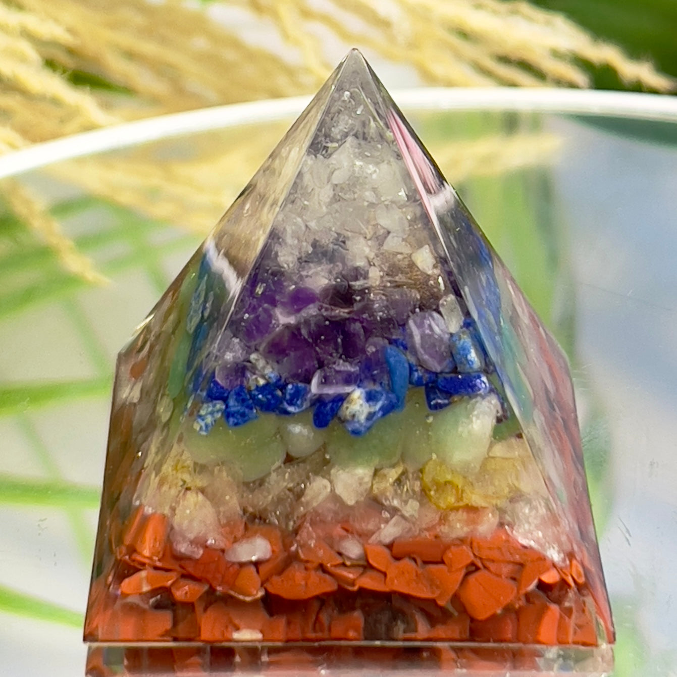 Chakra Gemstones Energy Crystal Orgonite Pyramid